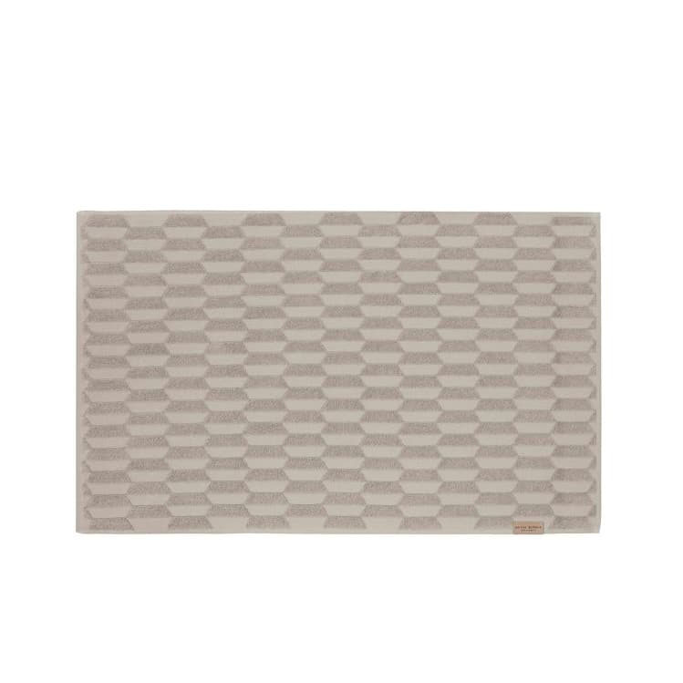 METTE DITMER Geo Bath Mat - Organic Cotton Bathroom Rug 50x80cm (20x32 Inches) - Soft, Absorbent & Eco-Friendly for Bathroom, Shower & Spa - Sand Color