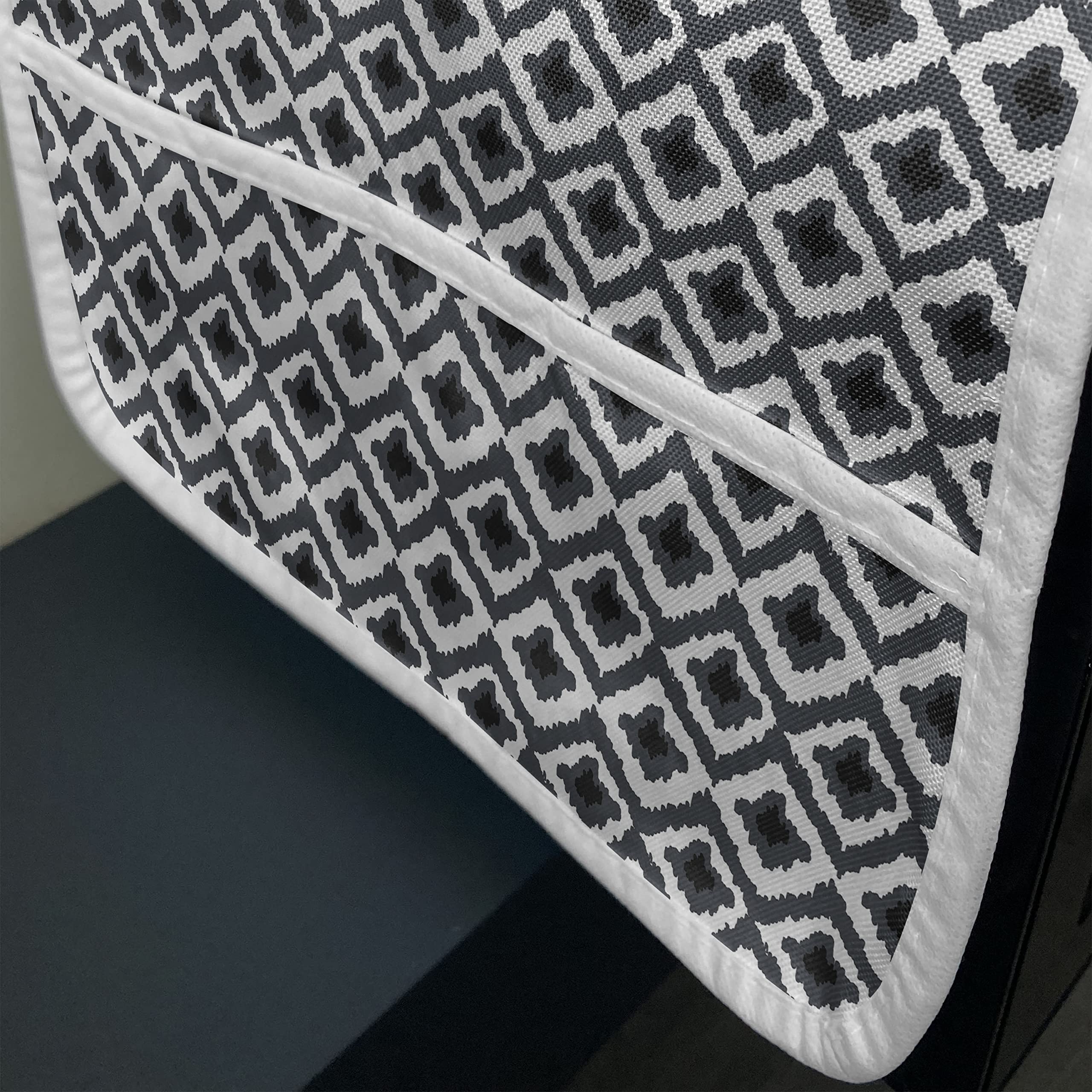 Ambesonne Geometric Microwave Oven Cover - Waterproof Kitchen Organizer with Pockets | Hand-Painted Grey Charcoal Herringbone Design | 36 x 12 Inches | Perfect for Modern Kitchens & Small Appliances Protection