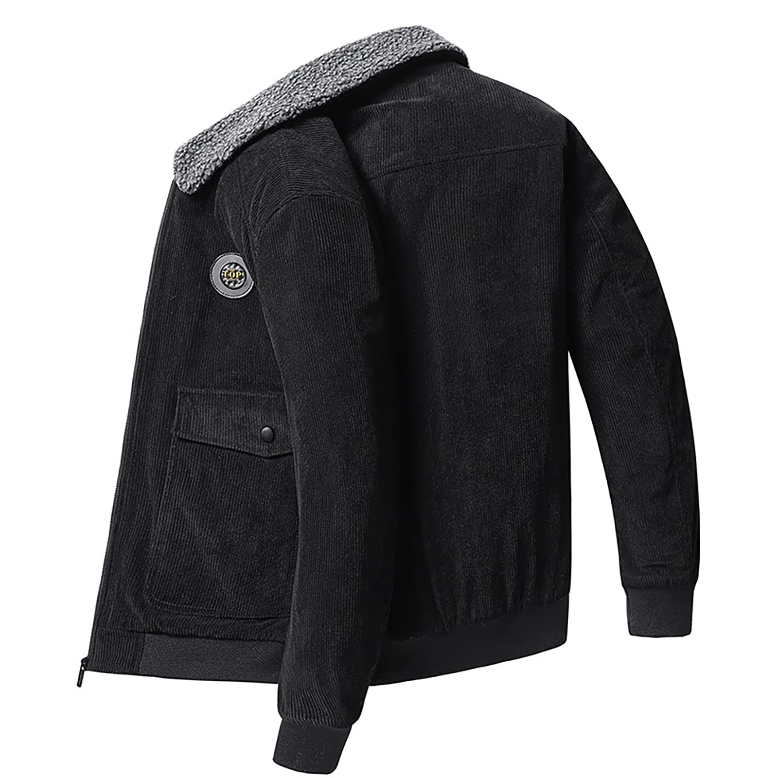 Men's Corduroy Button-Up Jacket - Casual Solid Color Fall & Winter Coat for Outdoor Activities and Daily Wear