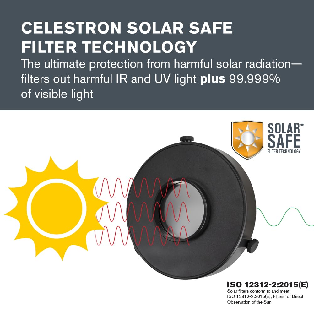 Celestron EclipSmart Safe Solar Eclipse Telescope Filter – ISO 12312-2:2015(E) Certified – Compatible with 80mm AZ Telescopes – Observe Solar Eclipses & Sunspots Safely – Perfect for Astronomy Enthusiasts & Solar Observing Events
