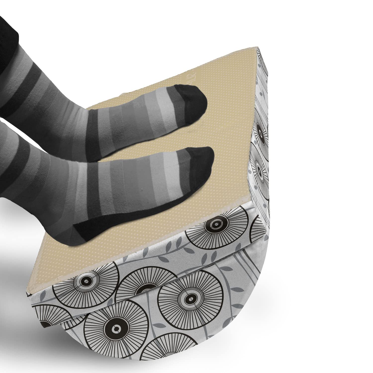Ambesonne Abstract Foot Rest with Non-Slip Backing - Adjustable Ergonomic Memory Foam Leg Support for Office & Home - Dark Taupe Grey Wagon Wheel Design - Perfect for Work, Gaming & Relaxation