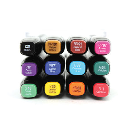 12-Piece Touch Twin Marker Set - Vibrant Basic Colors for Art, Calligraphy & School Projects | Perfect for Drawing, Coloring & Hand Lettering