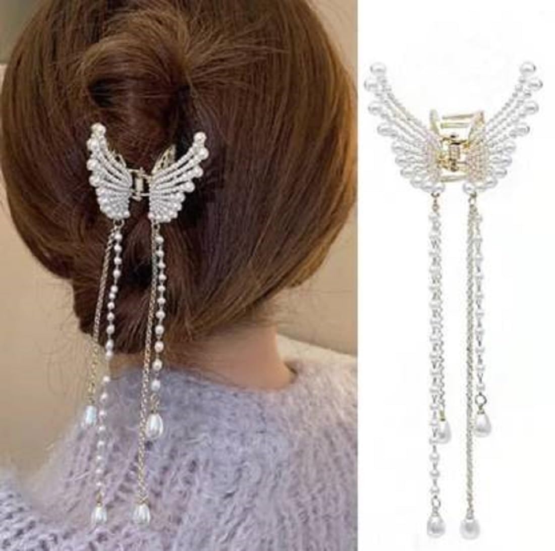 Elegant Rhinestone Hair Claw Clip - Large Pearl Hair Clutch for Women | Strong Hold Hair Accessories for Bun, Ponytail & Updo | Perfect for Weddings, Parties & Everyday Styling