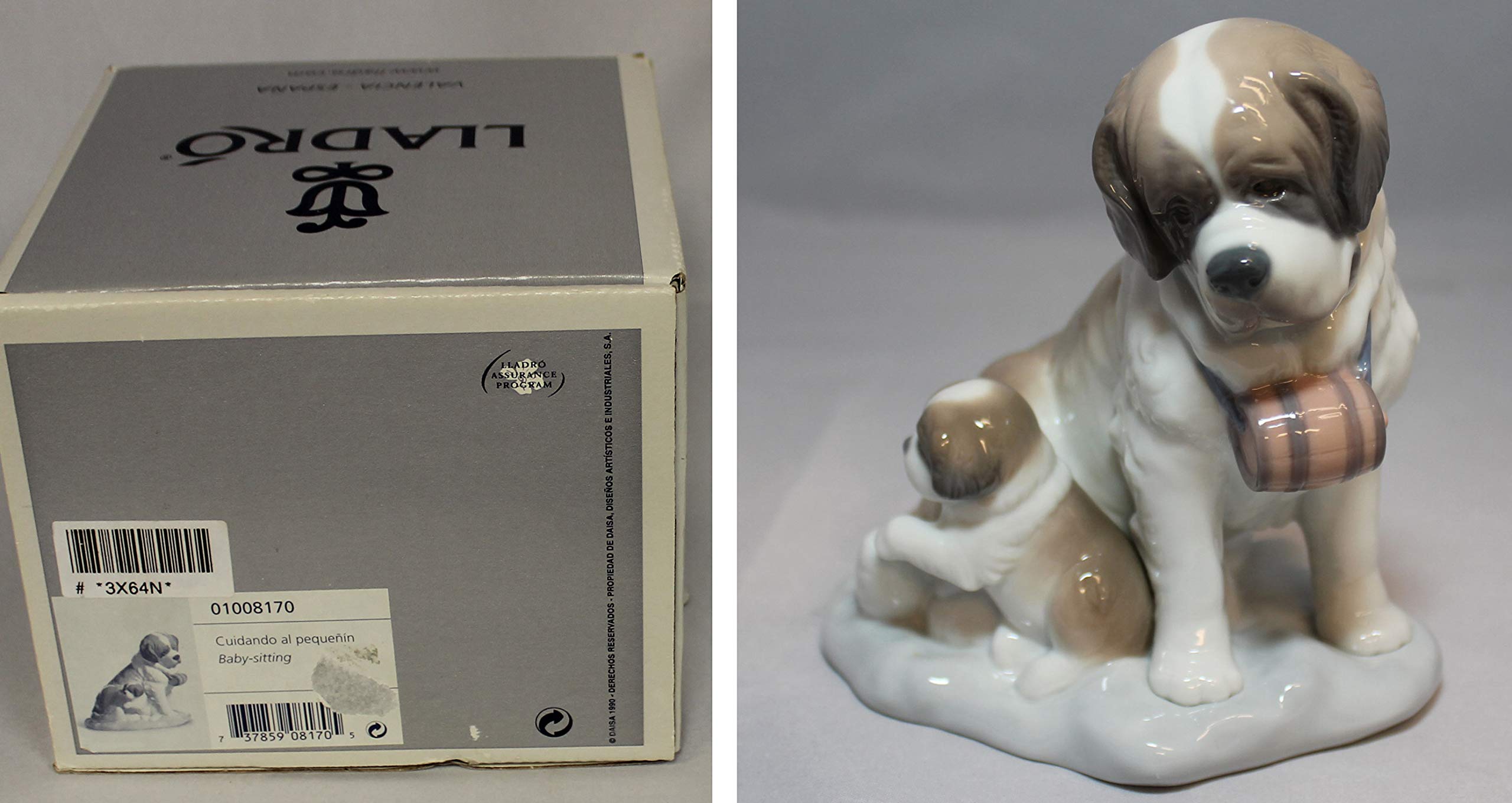 Lladro Figurine 8170 Baby-Sitting Dogs - Handcrafted Porcelain Collectible Statue for Home Decor & Gift Giving