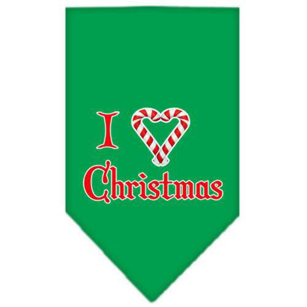 Christmas Pet Bandana for Dogs - 'I Heart Christmas' Screen Printed Lime Green Small | Festive Holiday Pet Accessory for Gifts & Photos