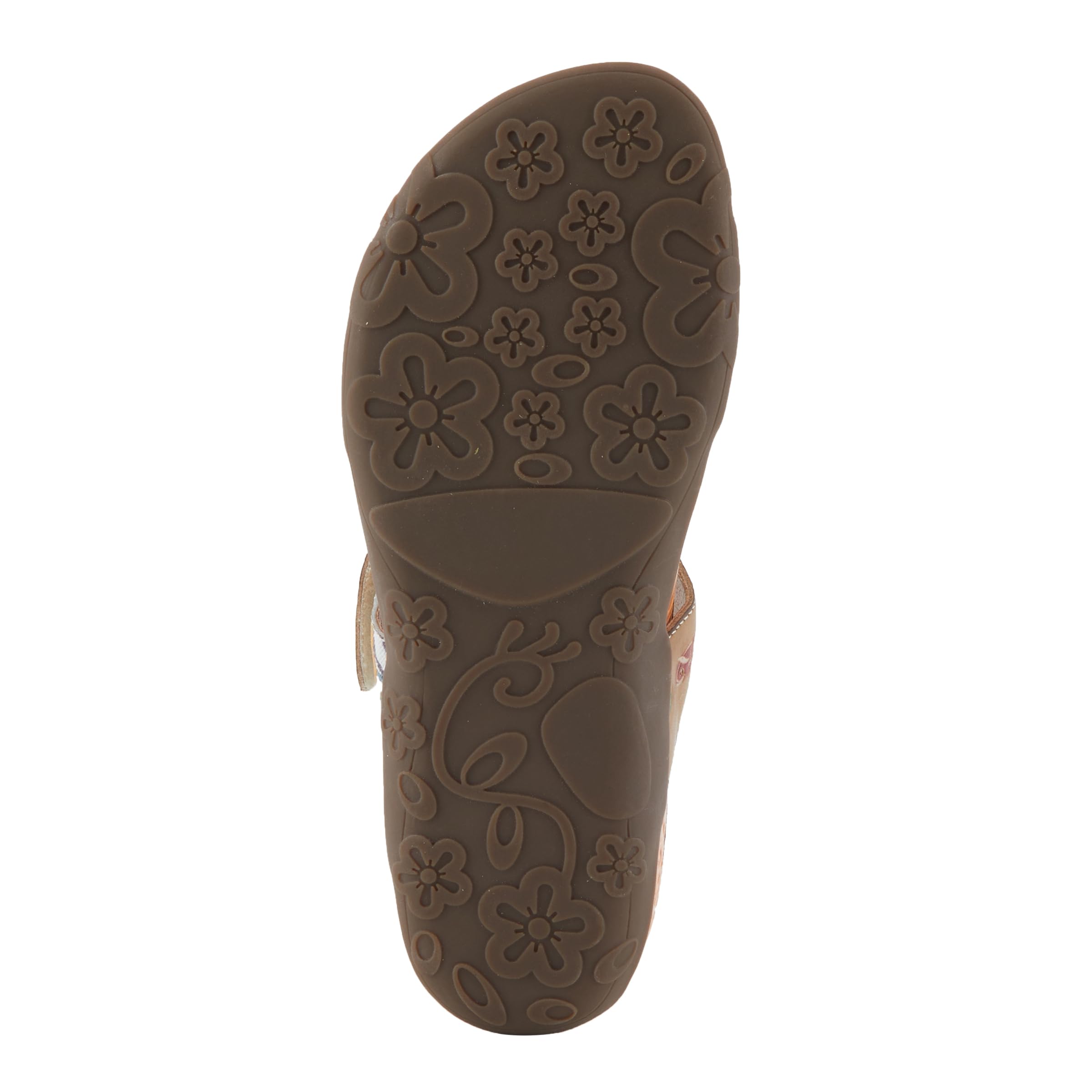Spring Step L'Artiste Women's ERICA-SPRING Leather Slide Sandals with Decorative Floral Accents - Comfortable Casual Summer Shoes for Beach, Vacation & Everyday Wear