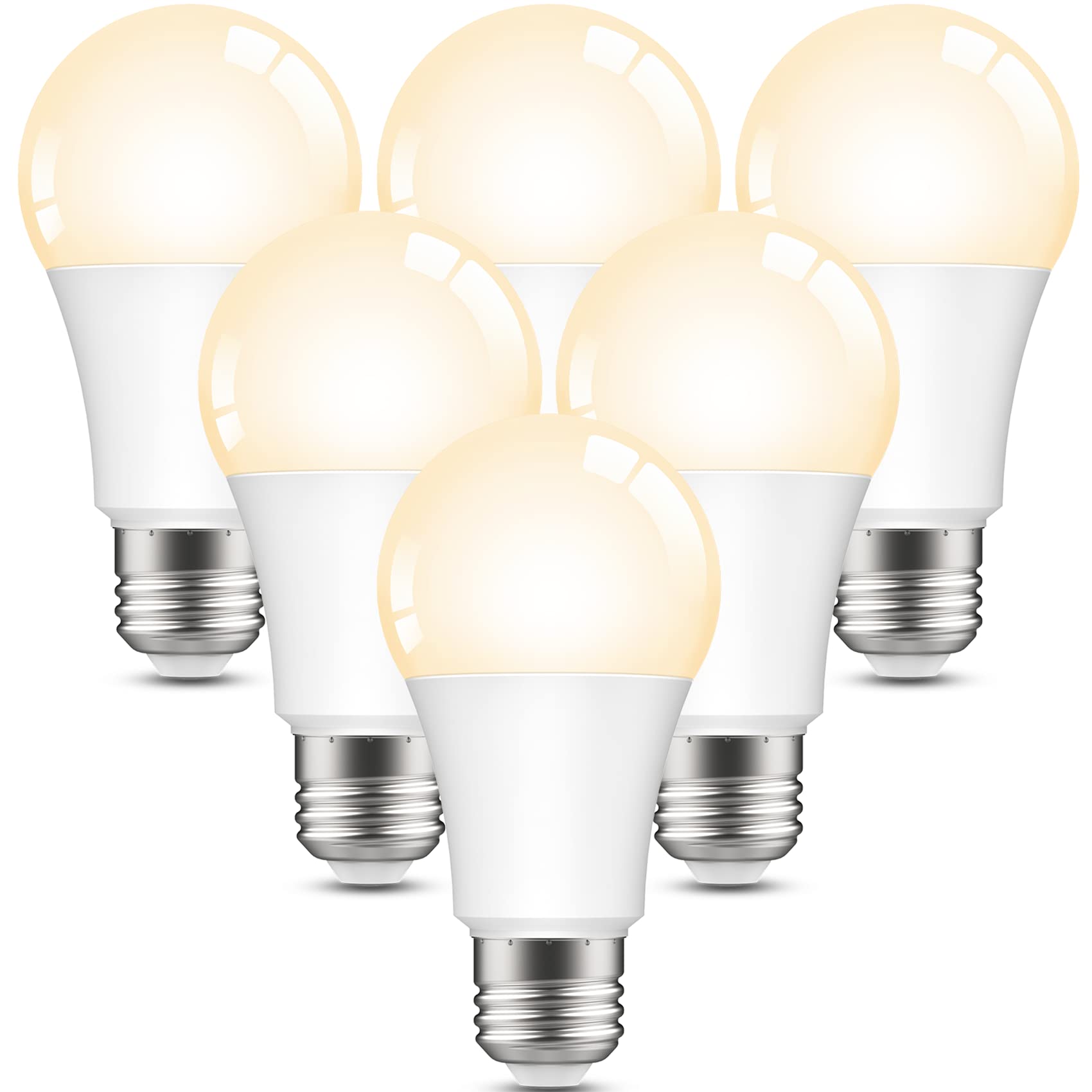 Diaotec Smart WiFi LED Light Bulbs 6 Pack - Works with Alexa & Google Home, No Hub Required, App & Voice Control, Dimmable 8W 800 Lumens (2.4Ghz Only) - Perfect for Bedroom, Living Room & Smart Home Automation