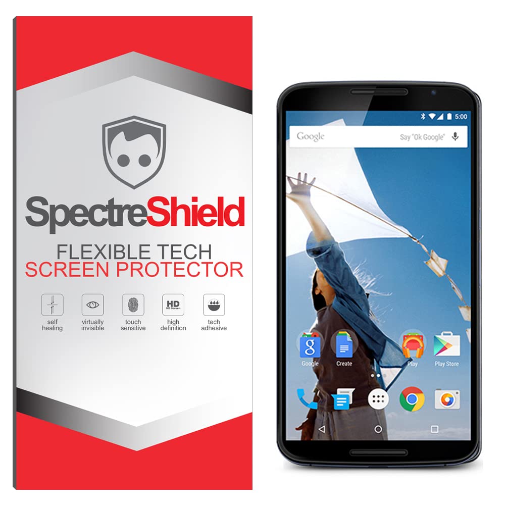 Google Nexus 6 Screen Protector - Spectre Shield Case-Friendly Flexible TPU Film - Full Coverage Clear Protection for Daily Use & Travel
