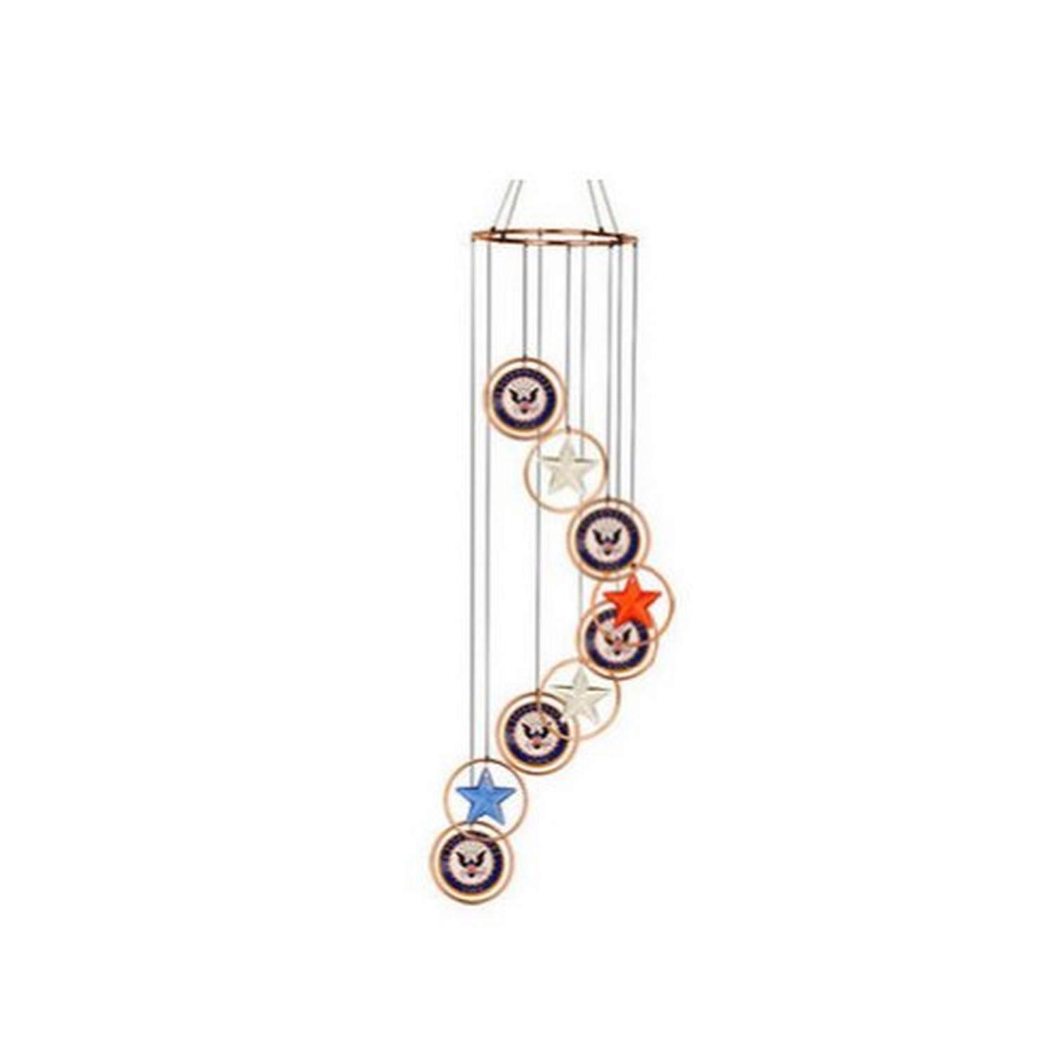 Red Carpet Studios 15184 Navy Blue Patriotic Wind Chime with Spiral Design - Perfect for Outdoor Garden, Patio, and Front Porch Decor
