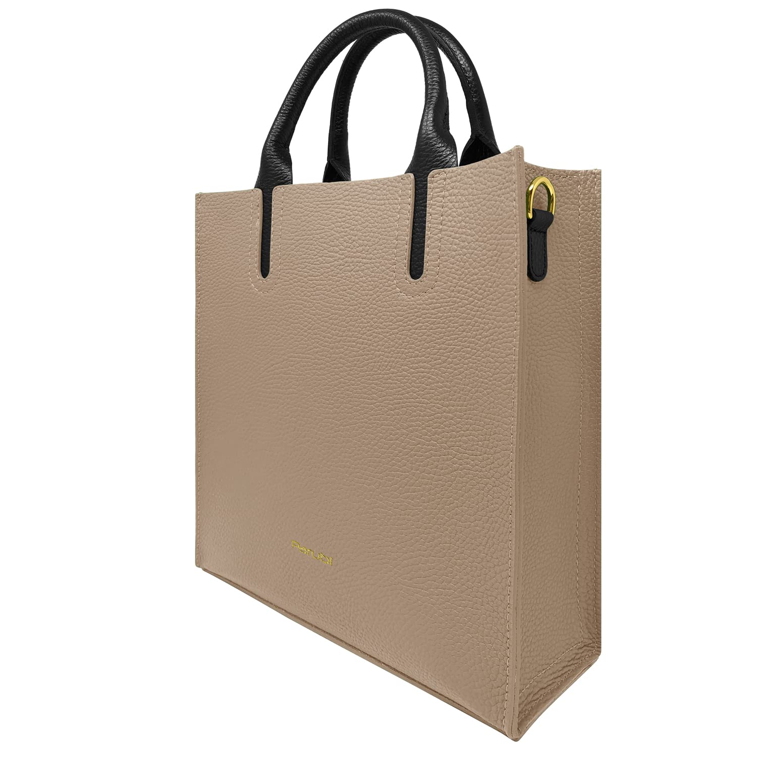 Parubi Women's Handbag with Shoulder Strap, Genuine Soft Leather, Made in Italy, Large Elegant Semi-Structured Shopping Tote with Handles - Clizia Model - Perfect for Work, Travel & Daily Use