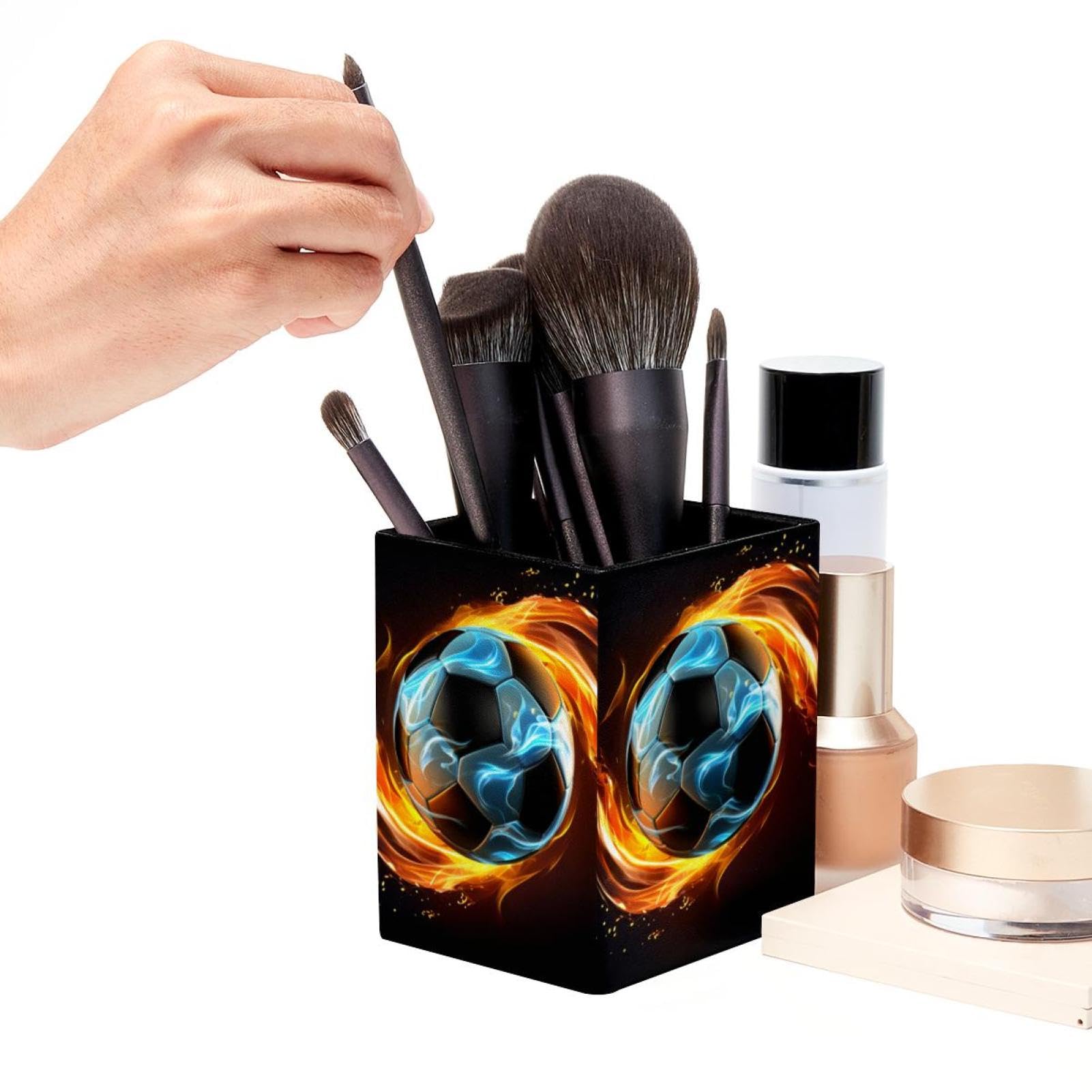 Flaming Football Pen Holder for Desk - Stylish Pencil Organizer for Office & School Supplies - Perfect for Desk Organization & Gift Giving