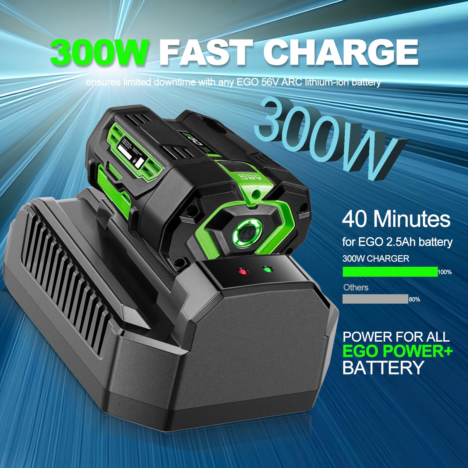 EGO Power+ 56V Battery Rapid Charger Replacement for CH2100 - Fast Charging for EGO Power+ Tools (Perfect for Lawn Mowers, String Trimmers & Outdoor Power Equipment)