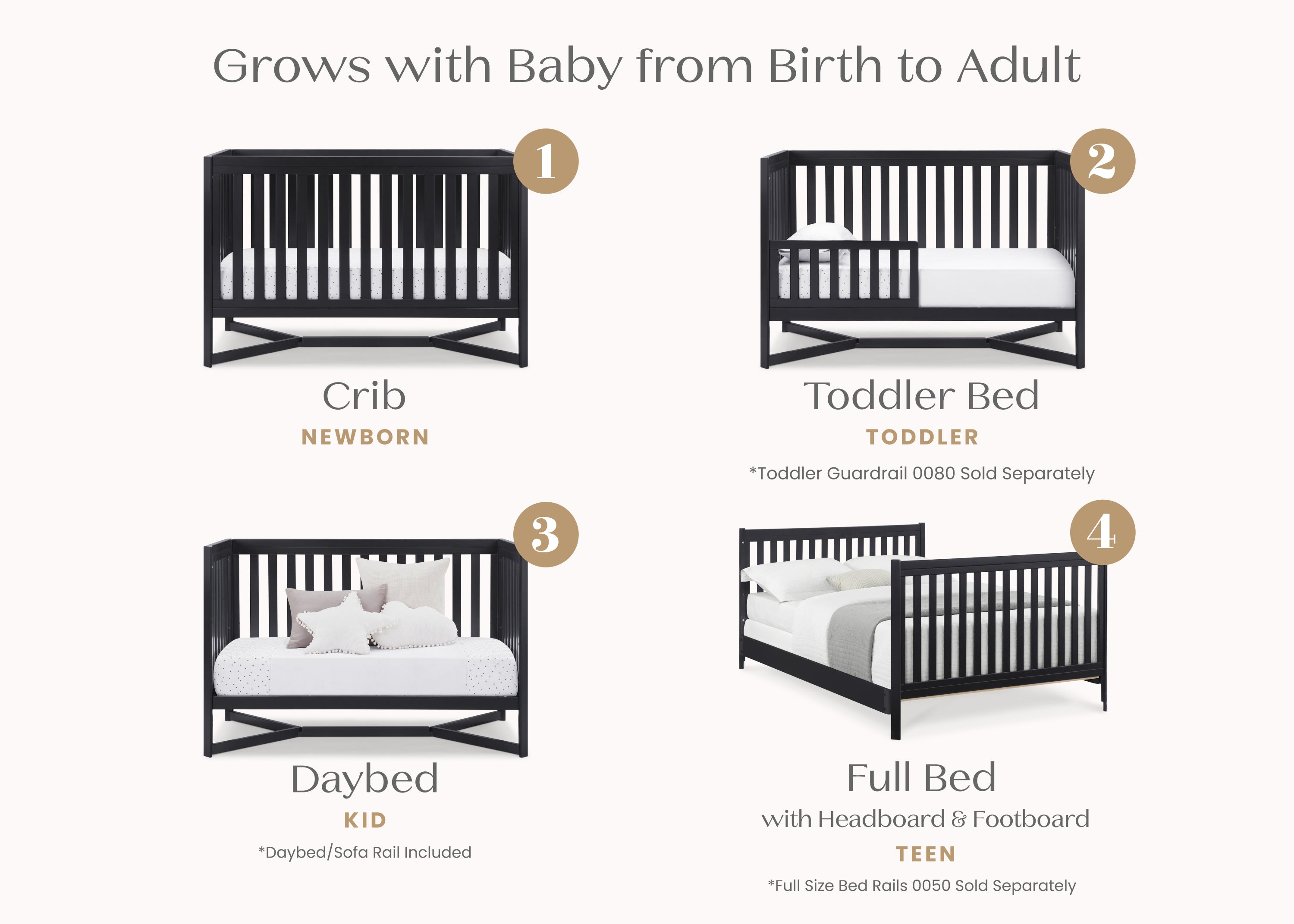 Tribeca 4-in-1 Convertible Baby Crib - White Nursery Furniture for Newborn to Toddler Bed - Perfect for Modern Nursery Rooms & Daycare Centers