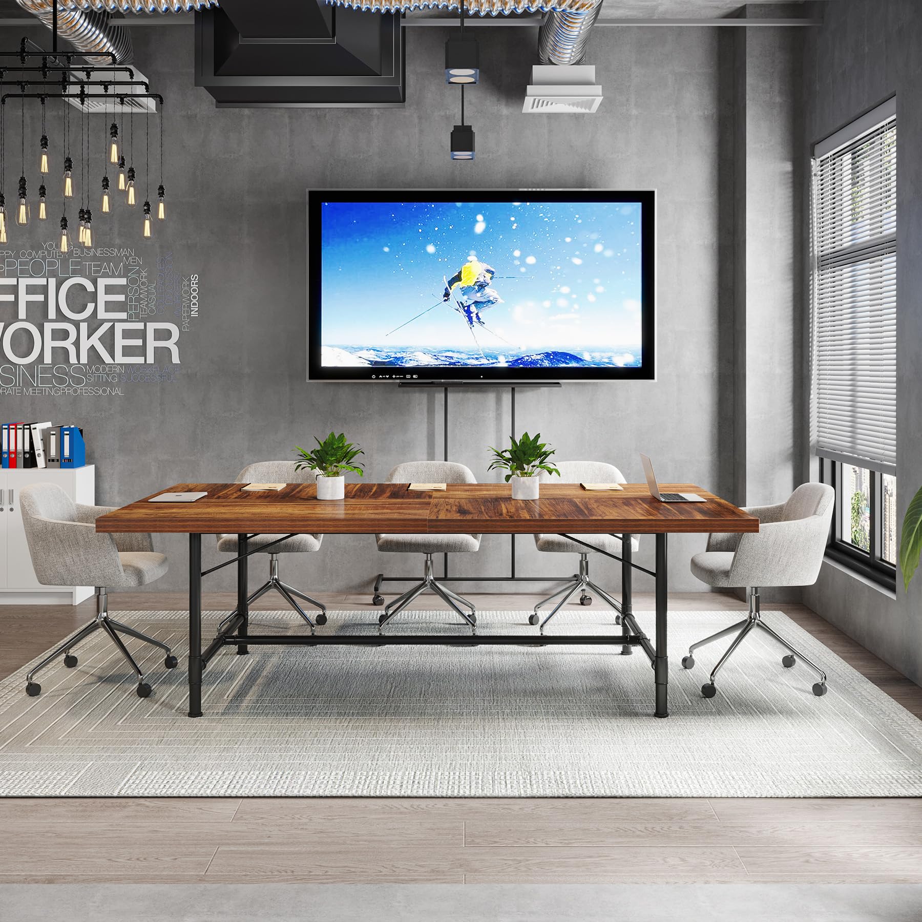 Tribesigns 6FT Rustic Industrial Conference Table - 70.8