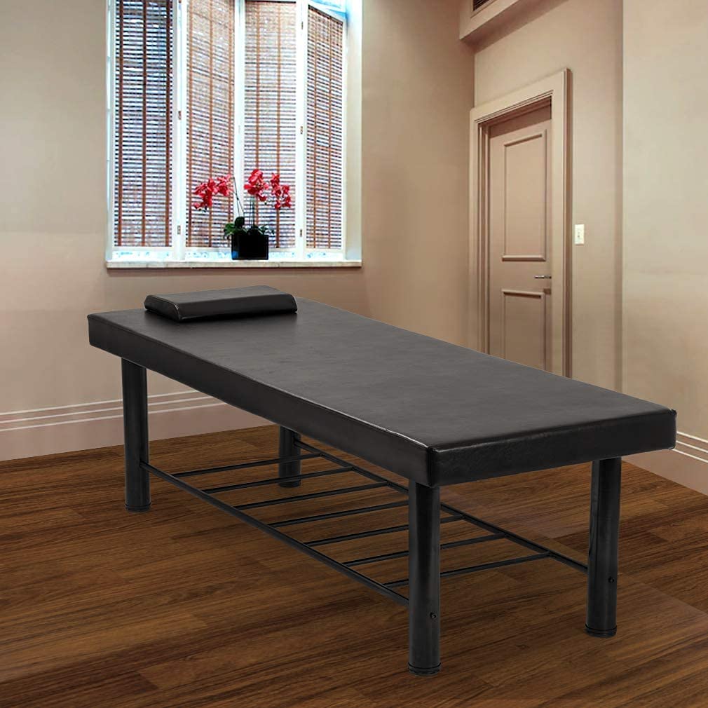 Dkelincs Professional 75” x 29.5” Heavy Duty Massage Table with Memory Foam - Stationary Spa Salon Treatment Bed for Massage Therapy, Tattoo & Beauty Services - Black | Perfect for Clinics, Spas & Home Use