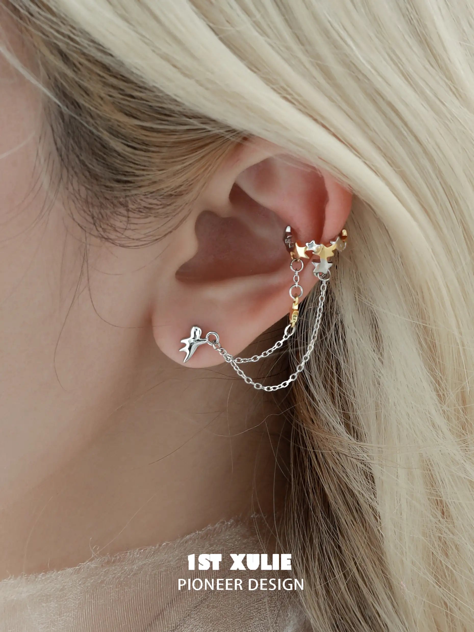 18K Gold Plated Star Chain Earrings for Women - Hypoallergenic Fashion Jewelry Gift for Birthday, Anniversary & Party | Elegant & Trendy Accessory for Everyday Wear & Special Occasions