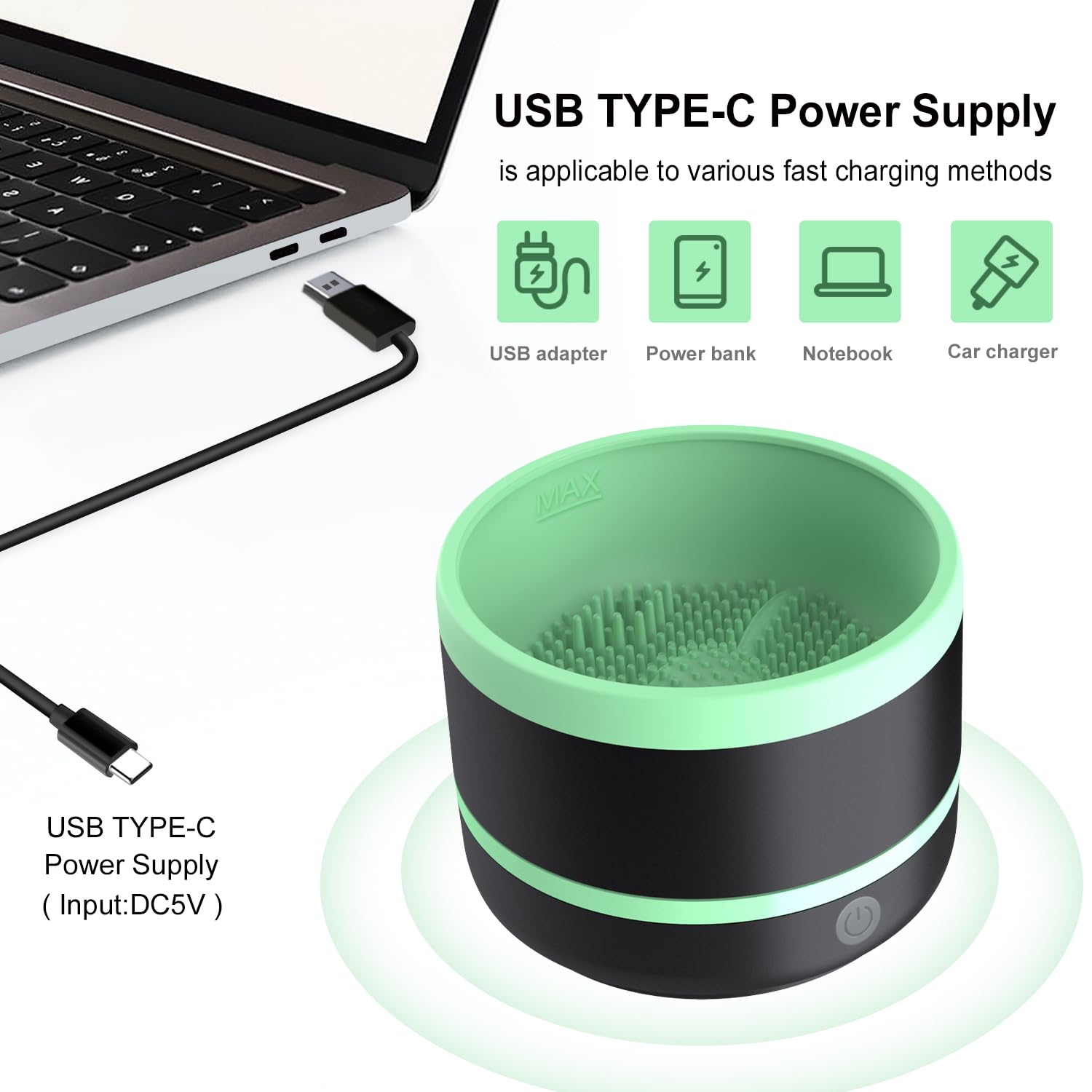 YAGHVEO® Electric Paint Brush Cleaner Rinse Cup - Professional Brush Cleaning Washer for Acrylic, Watercolor, Oil & Gouache Painting | Fast & Efficient Brush Rinser | Perfect for Artists, Hobbyists & Students (Green) - Ideal for Studio, Classroom & Home Art Projects