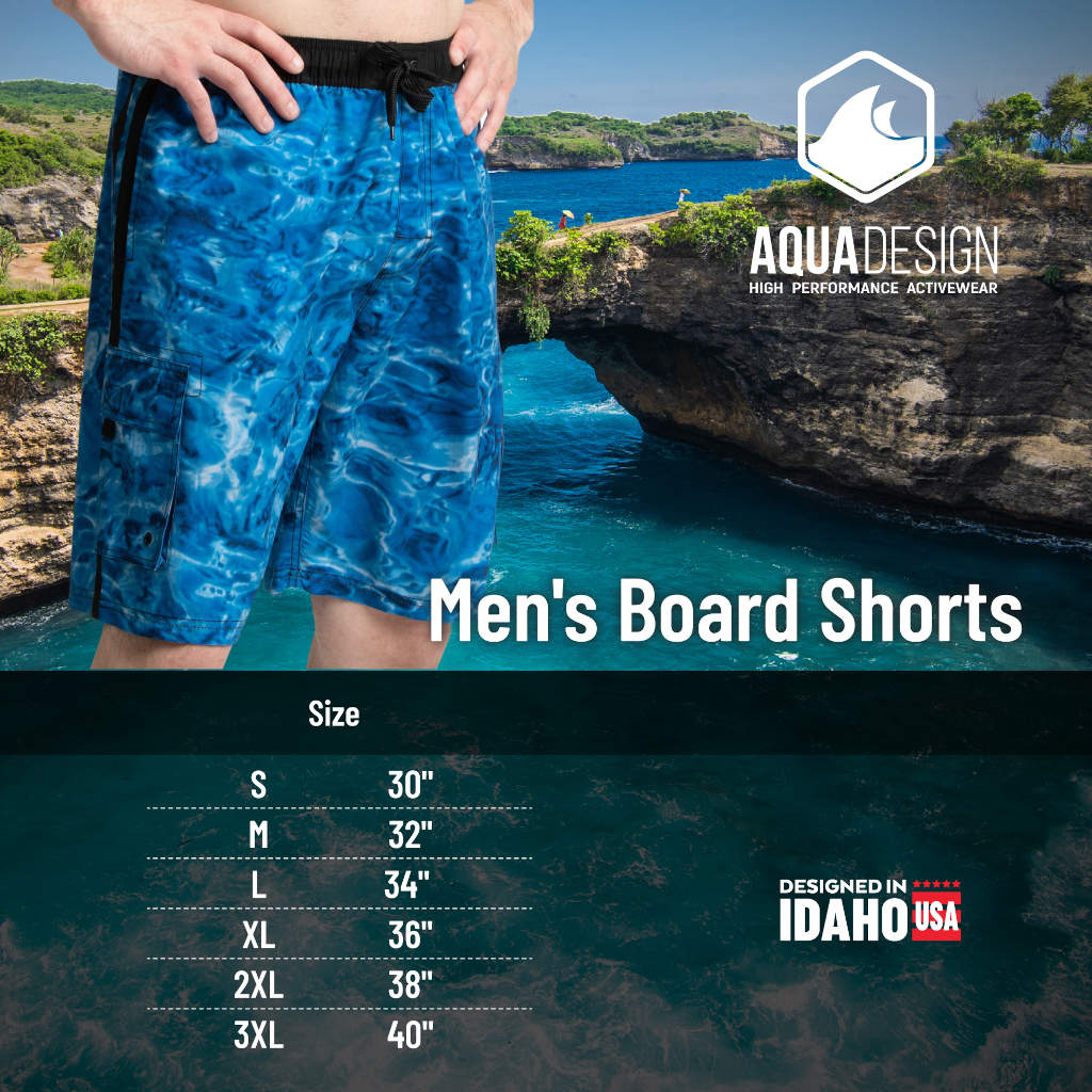Men's Quick-Dry Swim Trunks Board Shorts - Aqua Design for Beach, Pool & Surfing | Comfortable & Stylish Swimwear for Summer Activities