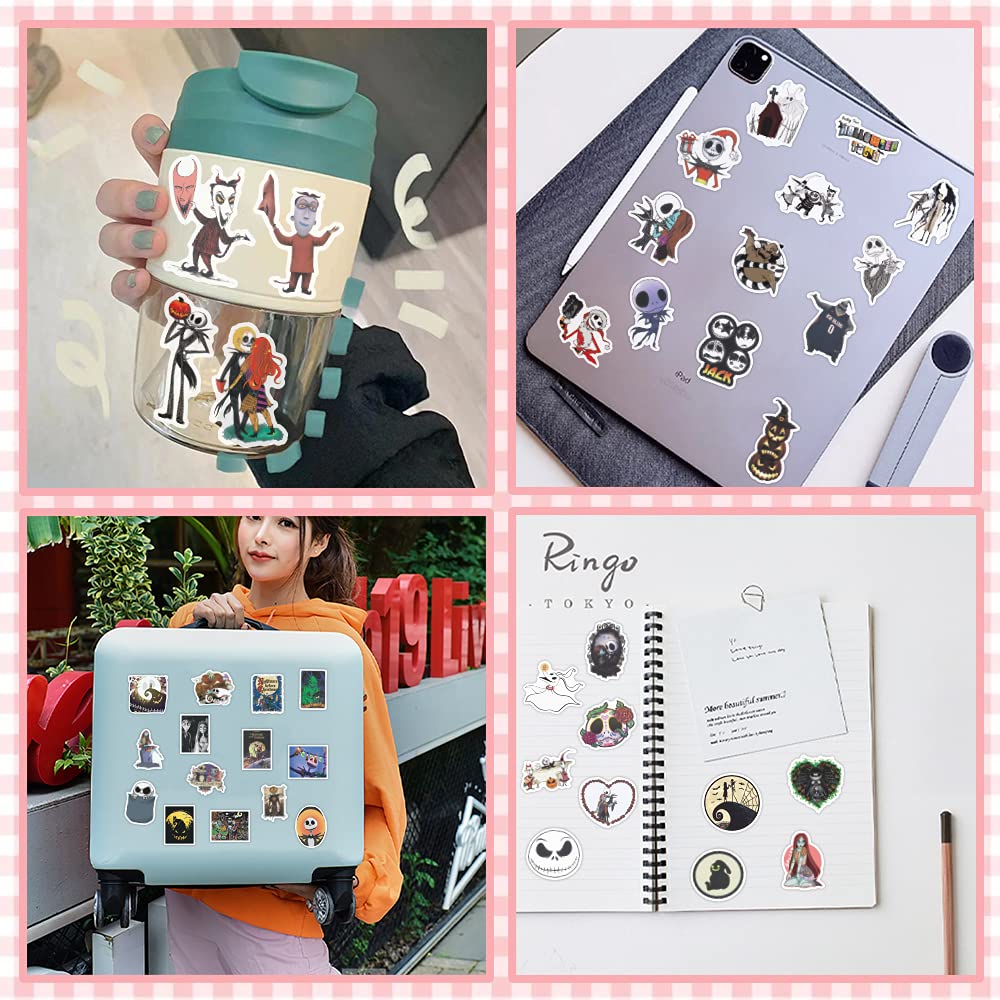 Nightmare Before Christmas Stickers Pack - 103PCS Halloween Anime Vinyl Decals | Waterproof Cute Stickers for Teens & Adults | Perfect for Laptop, iPad, Phone, Guitar & Luggage Decoration | Great Gift Idea for Halloween & Christmas
