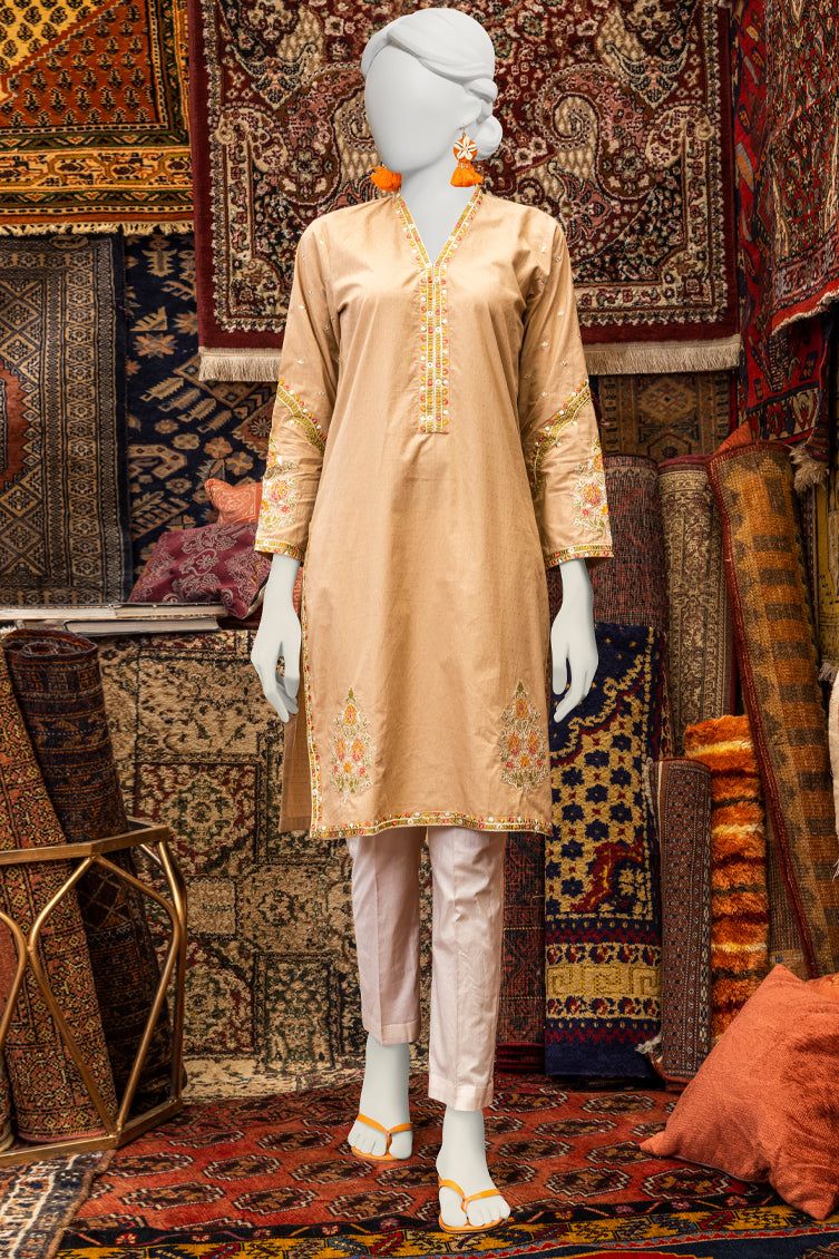 Cambric Coffee Kurti by J. Junaid Jamshed - Stylish Pakistani Women's Tunic Top for Casual Wear & Special Occasions