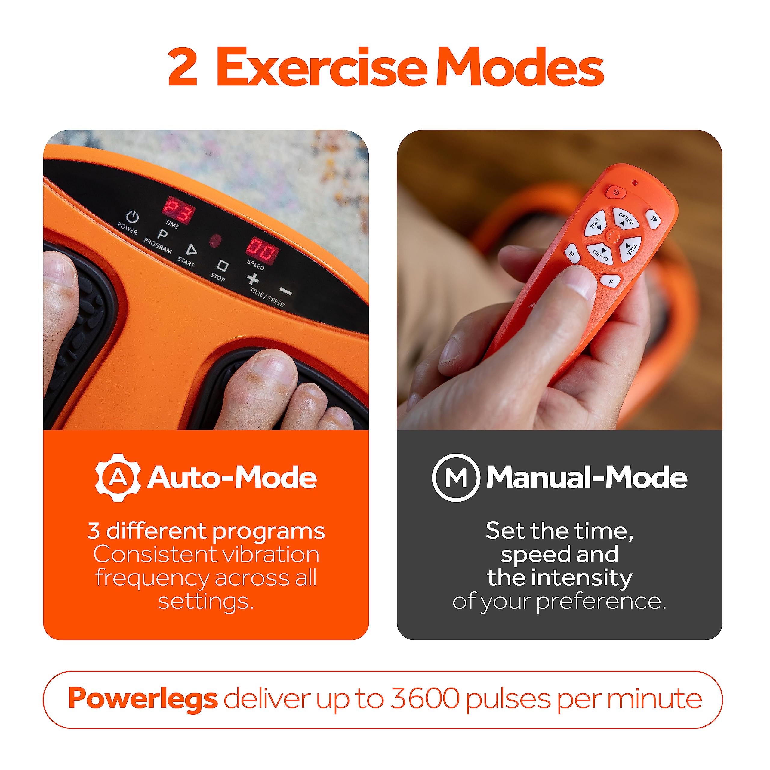 Electric Foot and Calf Massager with Remote Control - Adjustable Speed & Vibration for Neuropathy Pain Relief, Plantar Fasciitis & Blood Circulation - Home & Office Relaxation Massage Machine (Orange)