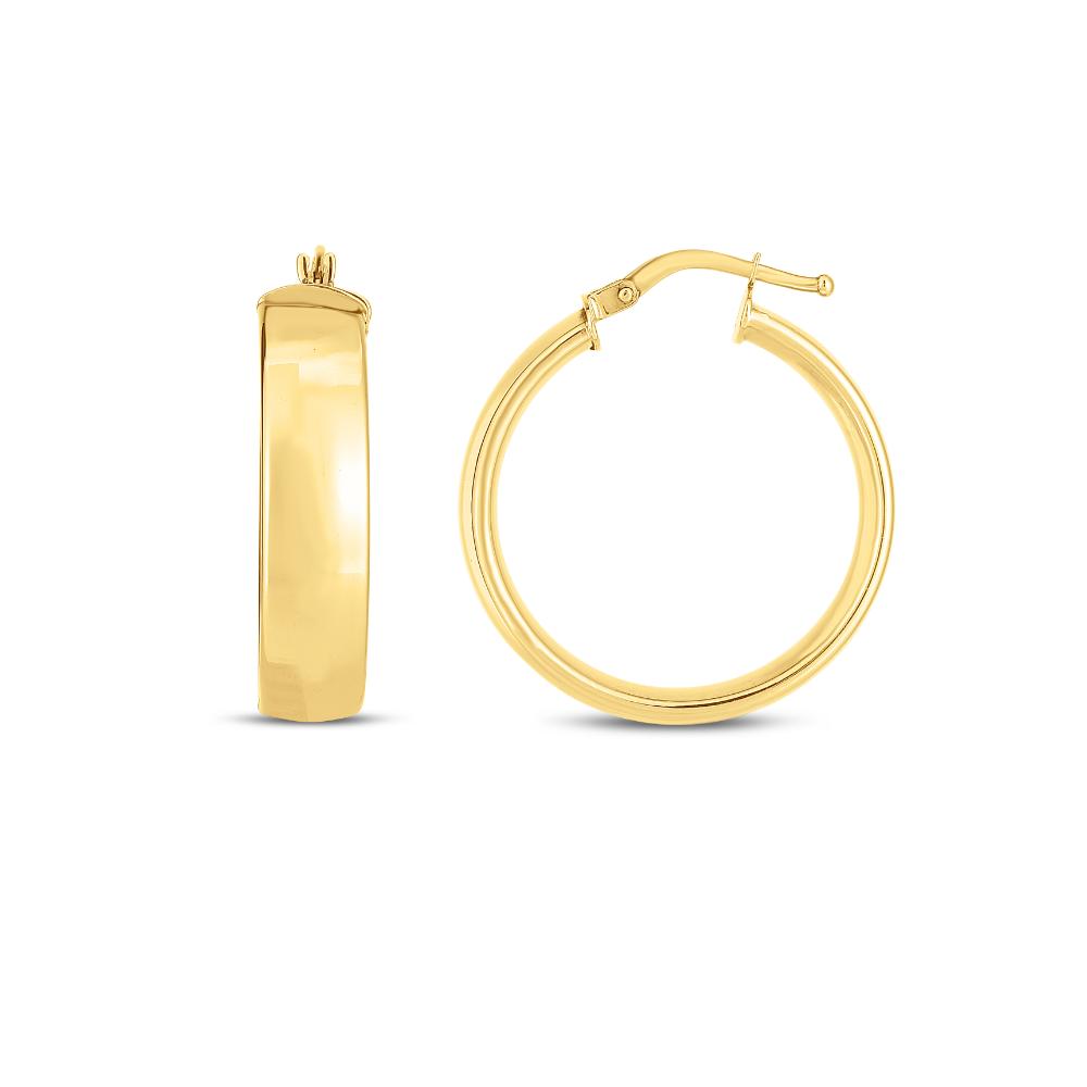 14K Gold 25mm Wedding Band Hoop Earrings for Women - Elegant Bridal Jewelry for Weddings, Anniversaries & Special Occasions