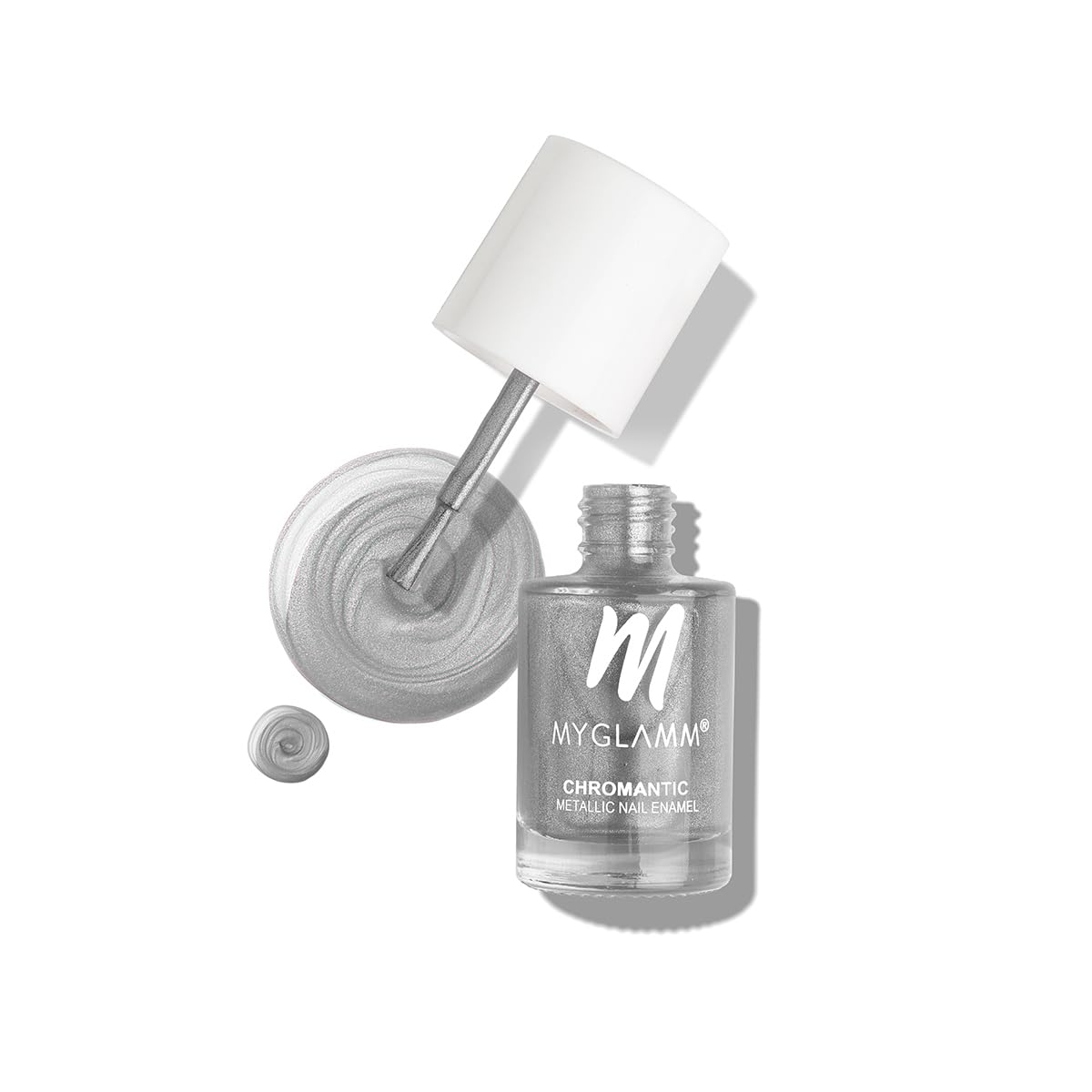 MyGlamm Chromantic Metallic Nail Polish - Luna (Elegant Grey) | Vegan, Non-Toxic, Long-Lasting Chrome Nail Enamel (10ml) for Parties, Weddings & Special Occasions