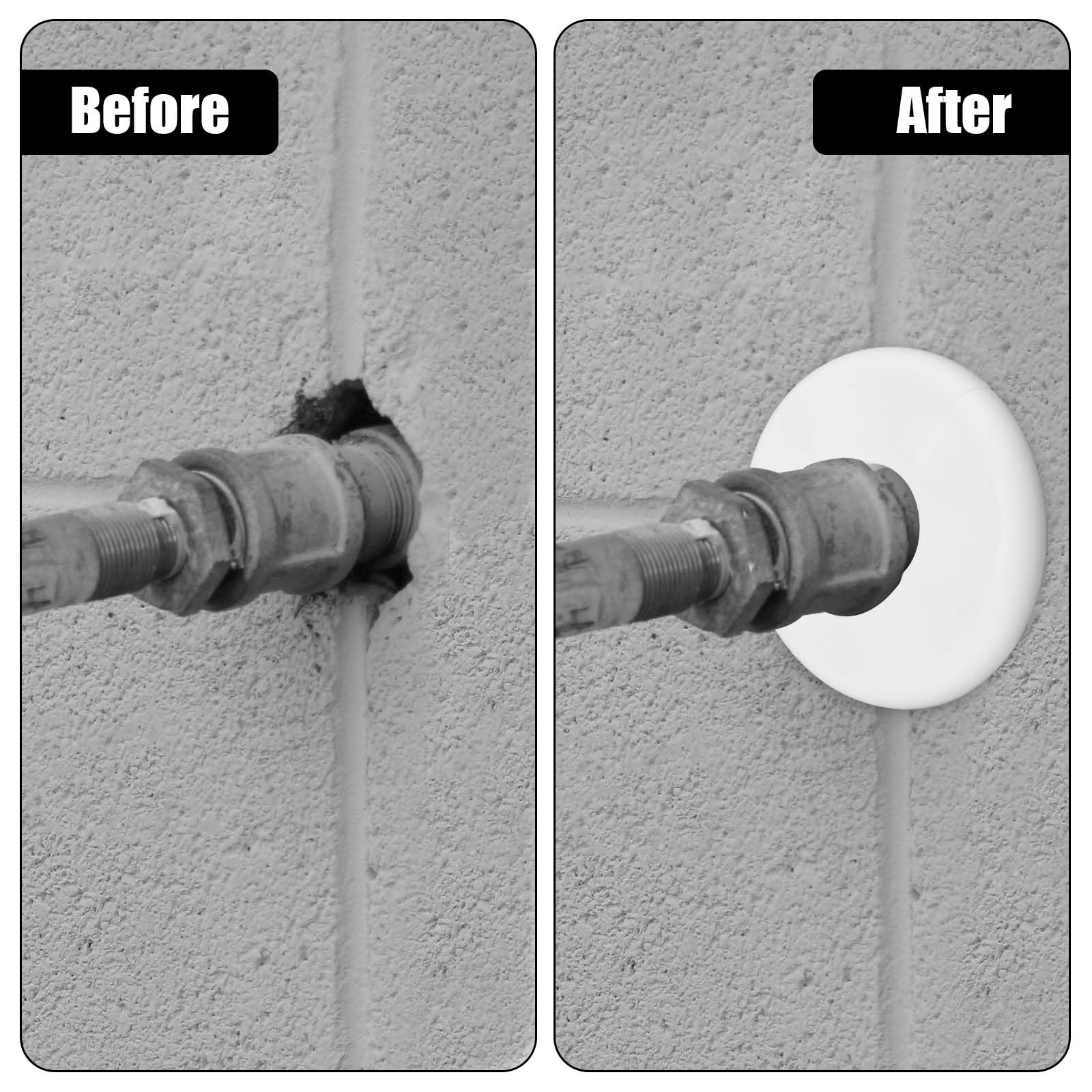 2-Pack 29mm Round Wall Split Flange - ABS Self-Adhesive Faucet Escutcheon Plate with Buckle Design - White Plumbing Cover for Bathroom, Kitchen & Toilet Pipes - Perfect for Leak Protection & Pipe Decoration