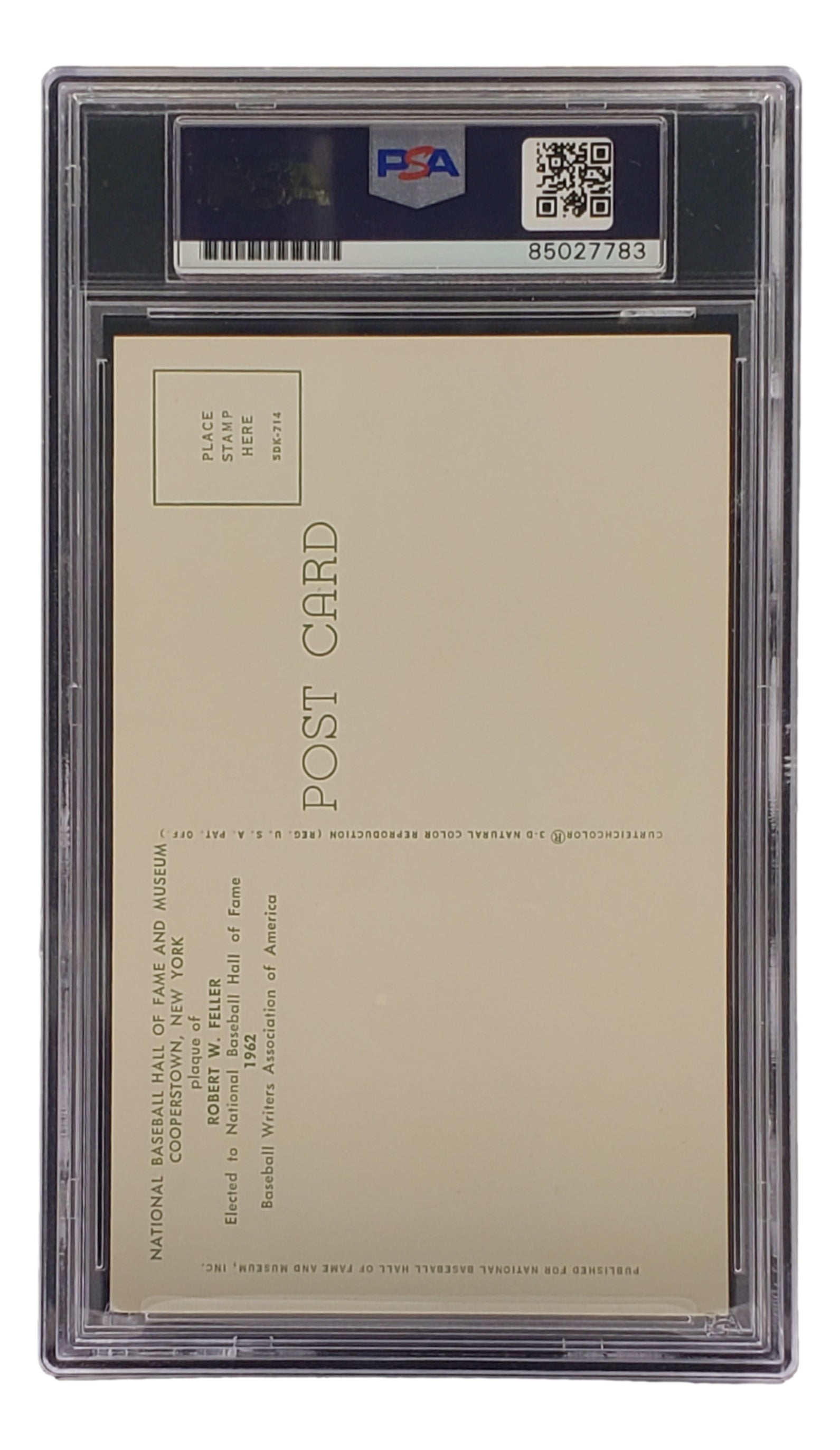 Bob Feller Autographed 4x6 Cleveland Indians Hall of Fame Plaque Card with PSA/DNA Certification #85027783 - Perfect for Baseball Memorabilia Collections and Sports Fan Gifts