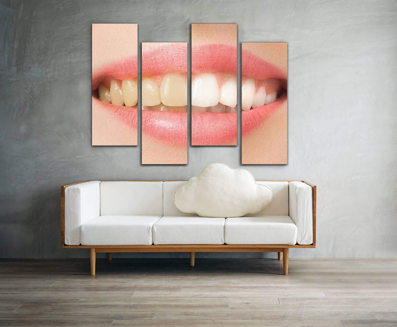 Wocatton Teeth Whitening Before and After Wall Art - Stretched Canvas Print with Frame - Perfect for Dental Office, Bathroom Decor & Home Decoration - Modern Abstract Teeth Painting for Living Room