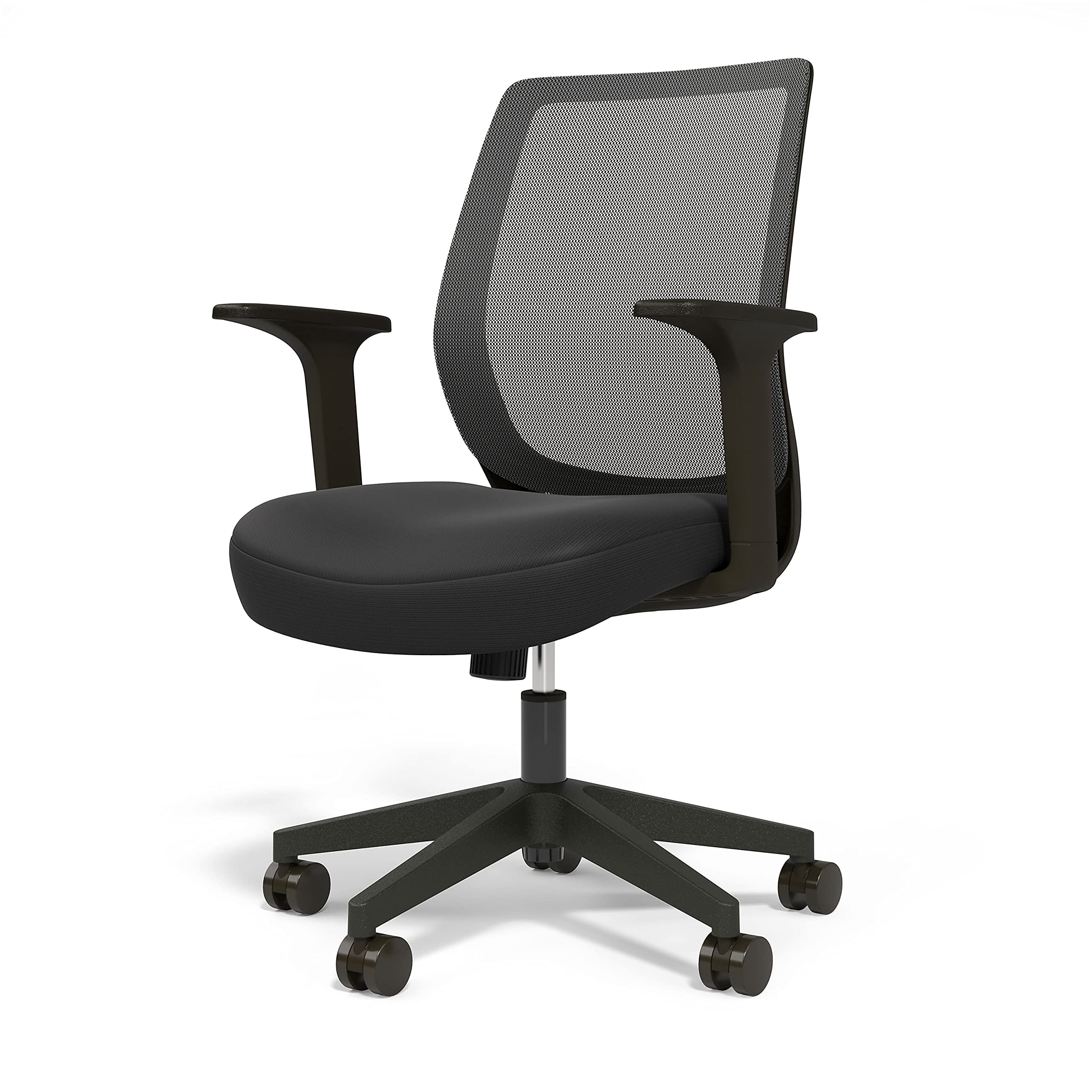 Ergonomic Mesh Back and Fabric Task Chair with Adjustable Height - Black - Perfect for Home Office, Gaming, and Workspace Comfort