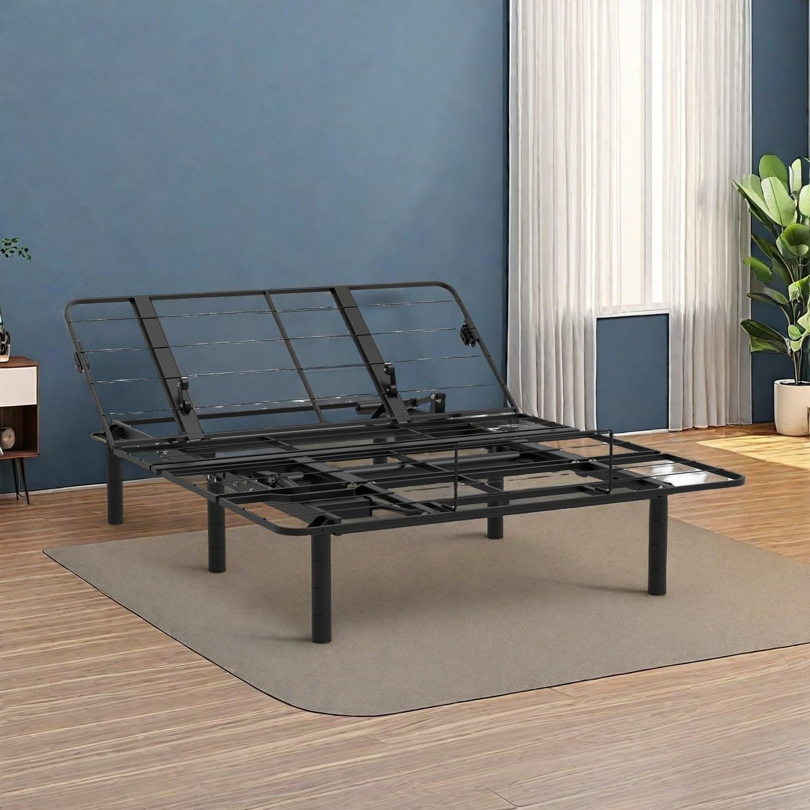 Queen Size Adjustable Bed Frame with Dual USB Ports & Quiet Motor - Electric Adjustable Base with Memory Remote, Black - Perfect for Home, Office, or Guest Room Comfort