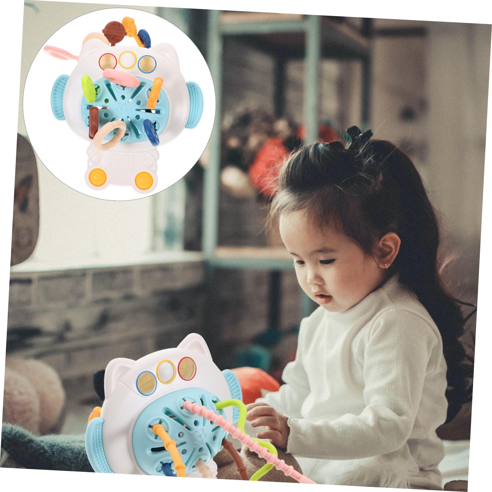 VICASKY Drawstring Sensory Toys - STEM Teething & Bath Toys for Babies, Toddlers - Soothing Chewable Plastic Toys for Teething Relief & Bathtime Fun (Perfect for Home, Daycare & Travel)