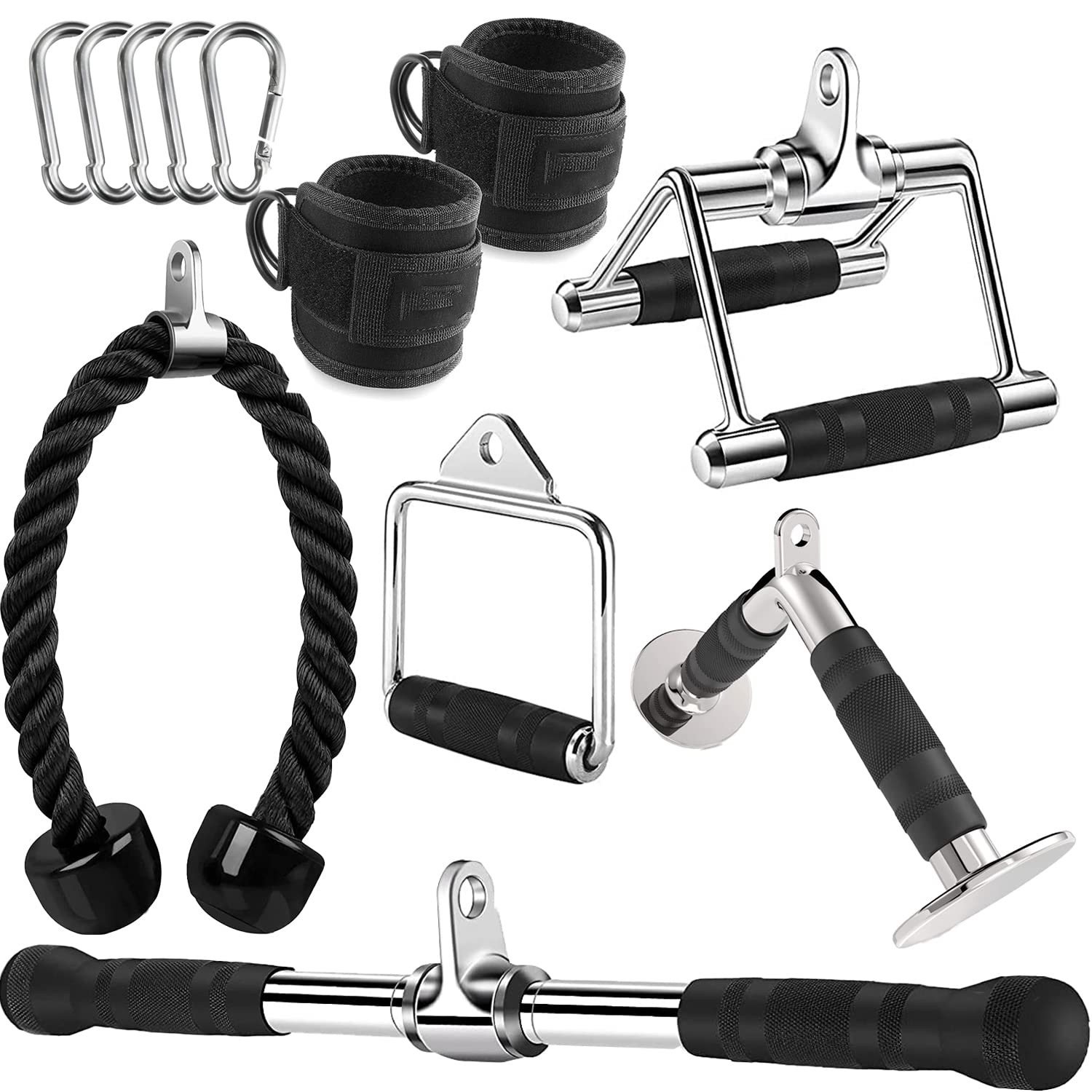 Heavy Duty Tricep Press Down Cable Machine Attachment & LAT Pulldown Bar - Premium Home Gym Accessories for Strength Training - Perfect for Triceps Workouts, Back Exercises & Full-Body Fitness at Home