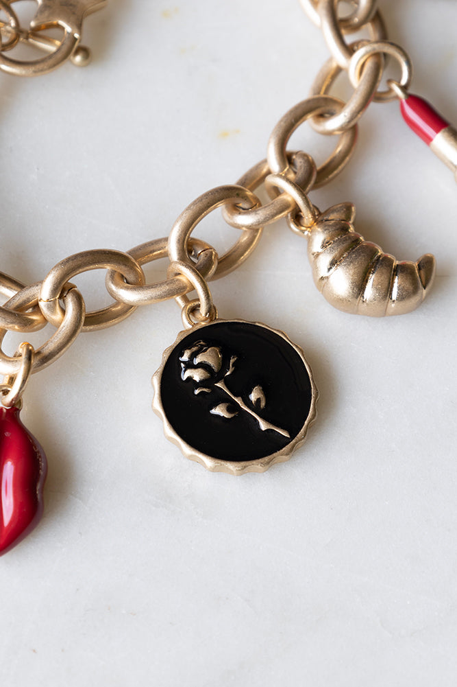 Chunky Gold Chain Charm Bracelet for Women - Trendy Layered Statement Jewelry for Casual & Party Outfits