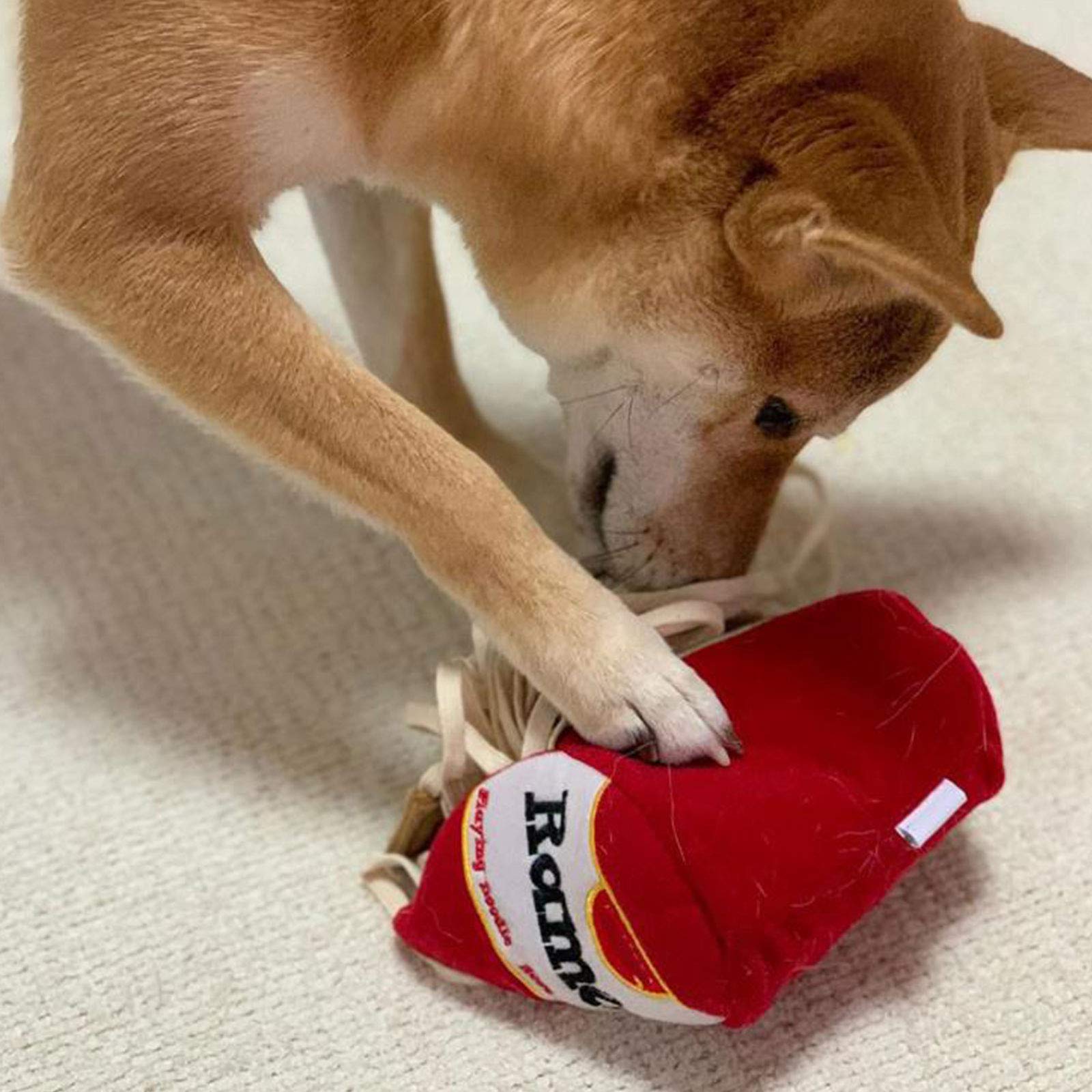 Interactive Dog Chew Plush Toy - Slow Feeding Puzzle Toy for Puppies & Cats | Ramen Noodle Nose Work Training | Small Pet Enrichment Activity for Mental Stimulation & Playtime Fun
