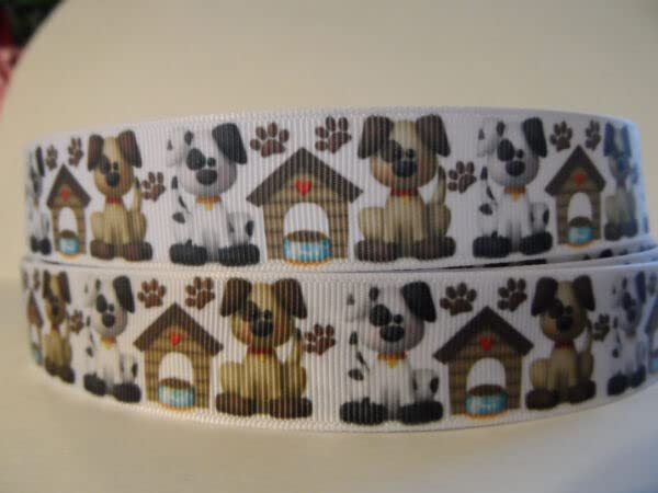 7/8 Inch Grosgrain Ribbon for Dog Collars - Paw Print Design Pet Accessories, 1 Yard Length - Perfect for DIY Dog Tags, Seasonal Ornaments & Rescue Pet Gifts