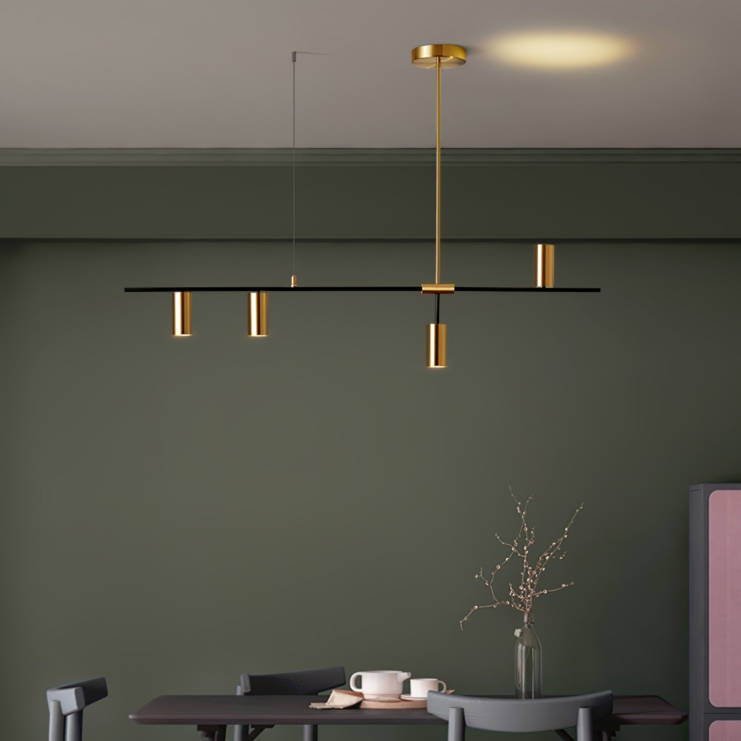 Cassandra Linear Chandelier - Modern 6-Light LED Pendant Lighting Fixture for Dining Room, Kitchen Island & Living Room Decor