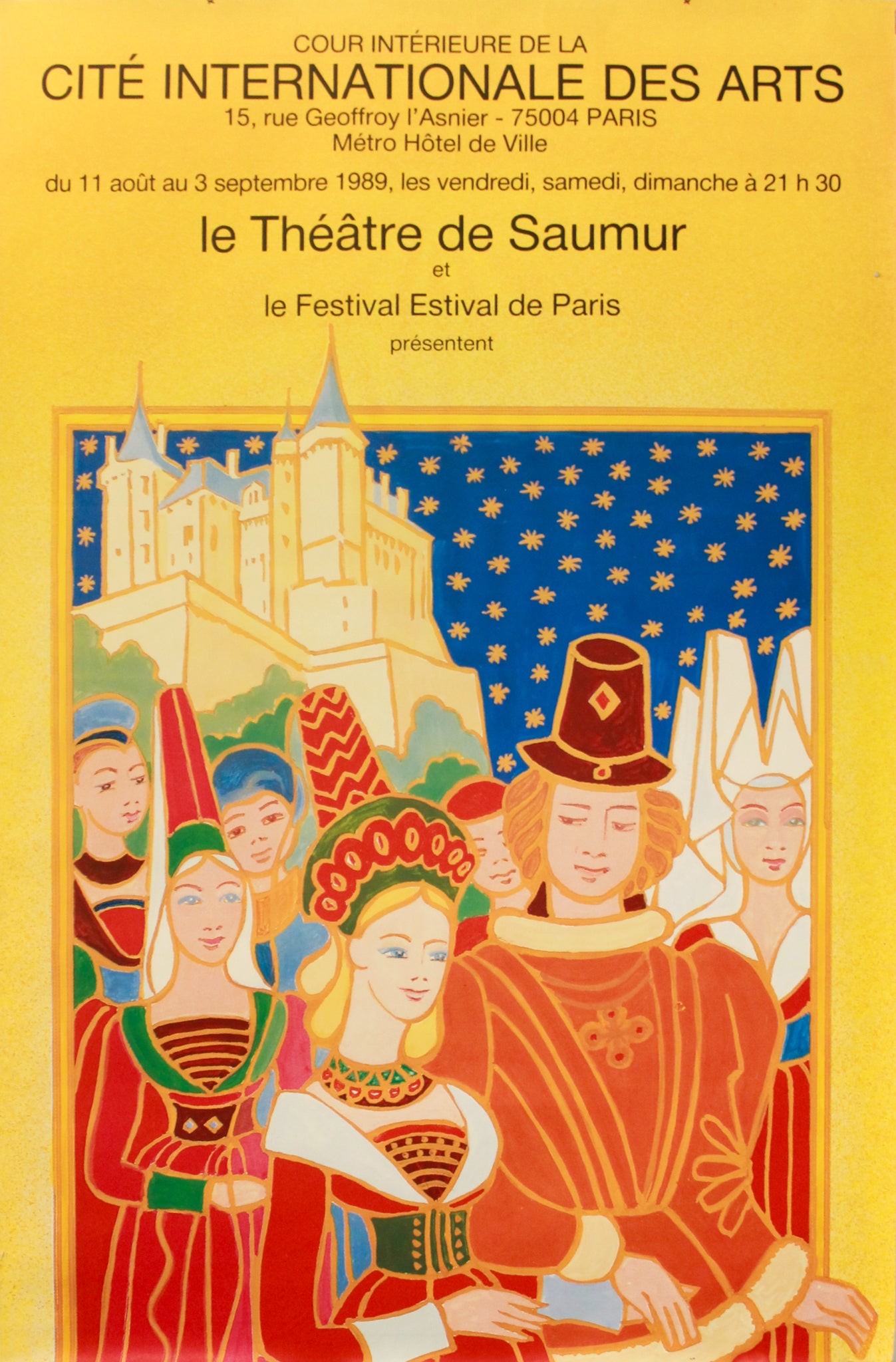 Vintage 1990s Original French Music Poster - Le Théâtre de Saumur & Festival Estival de Paris - Perfect for Home Decor, Music Room, or Vintage Collectors