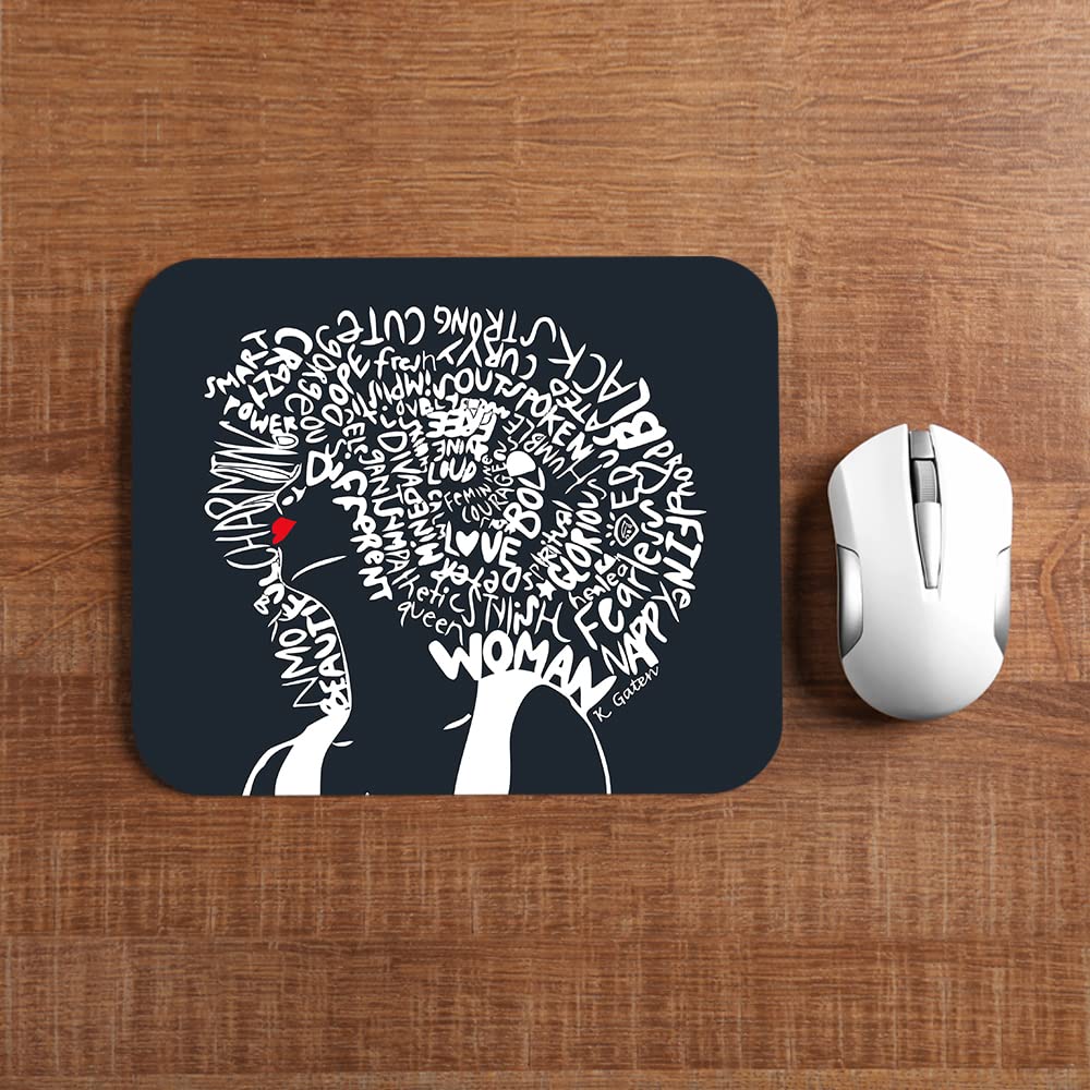 African American Women Mouse Pad - Non-Slip Rubber Base Computer Mouse Mat with Inspirational Quotes (9.5