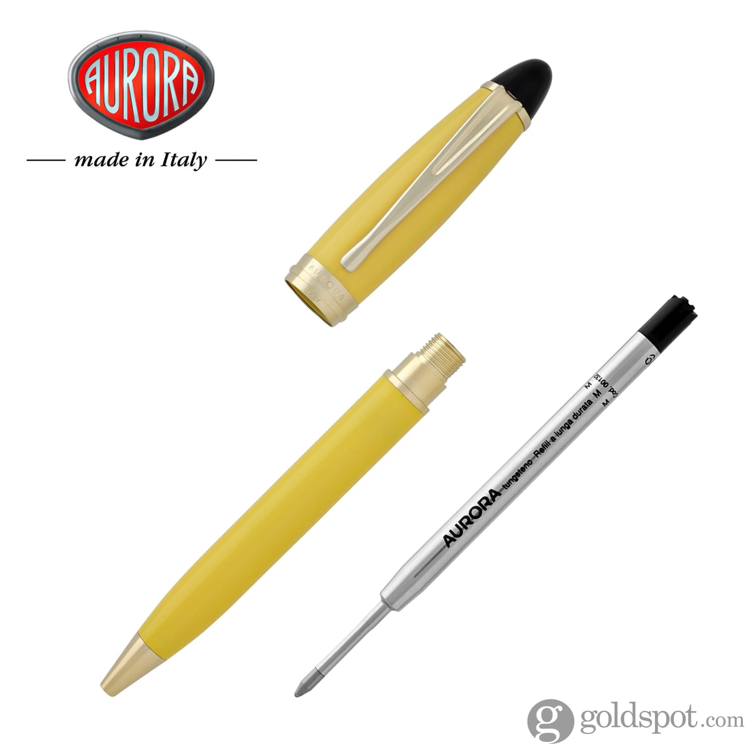 Aurora Ipsilon Resin Yellow Ballpoint Pen - Premium Writing Instrument for Office, Business & Gift Giving