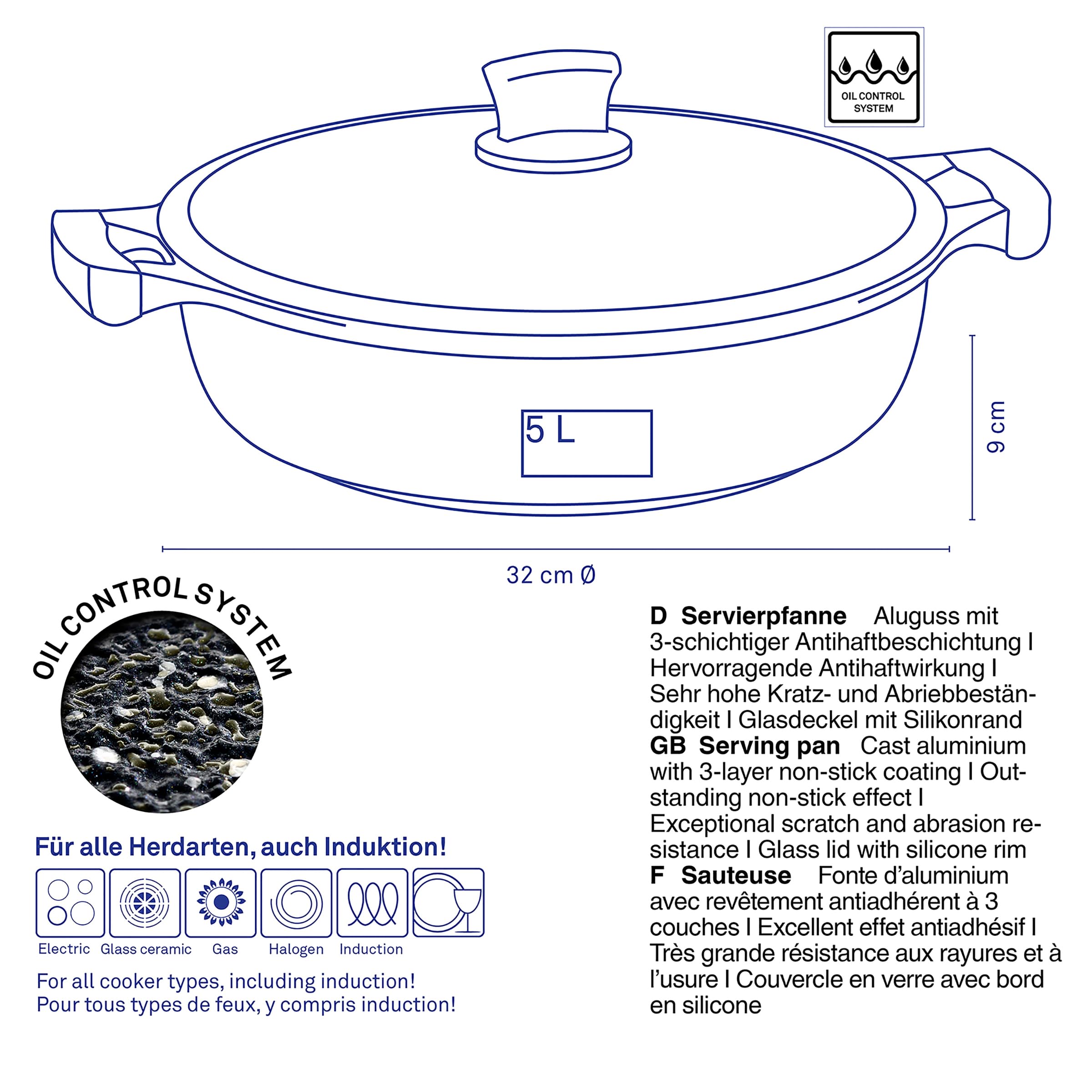 Premium Stella Nova Aluminum Serving Pan - Durable & Lightweight Cookware for Baking, Roasting & Serving - Perfect for Parties, BBQs & Family Dinners
