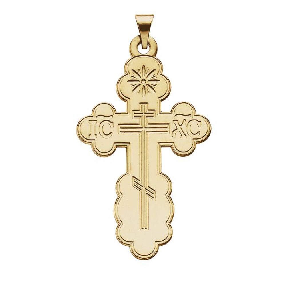 14k Yellow Gold Orthodox Cross Pendant for Religious Jewelry Gifts
