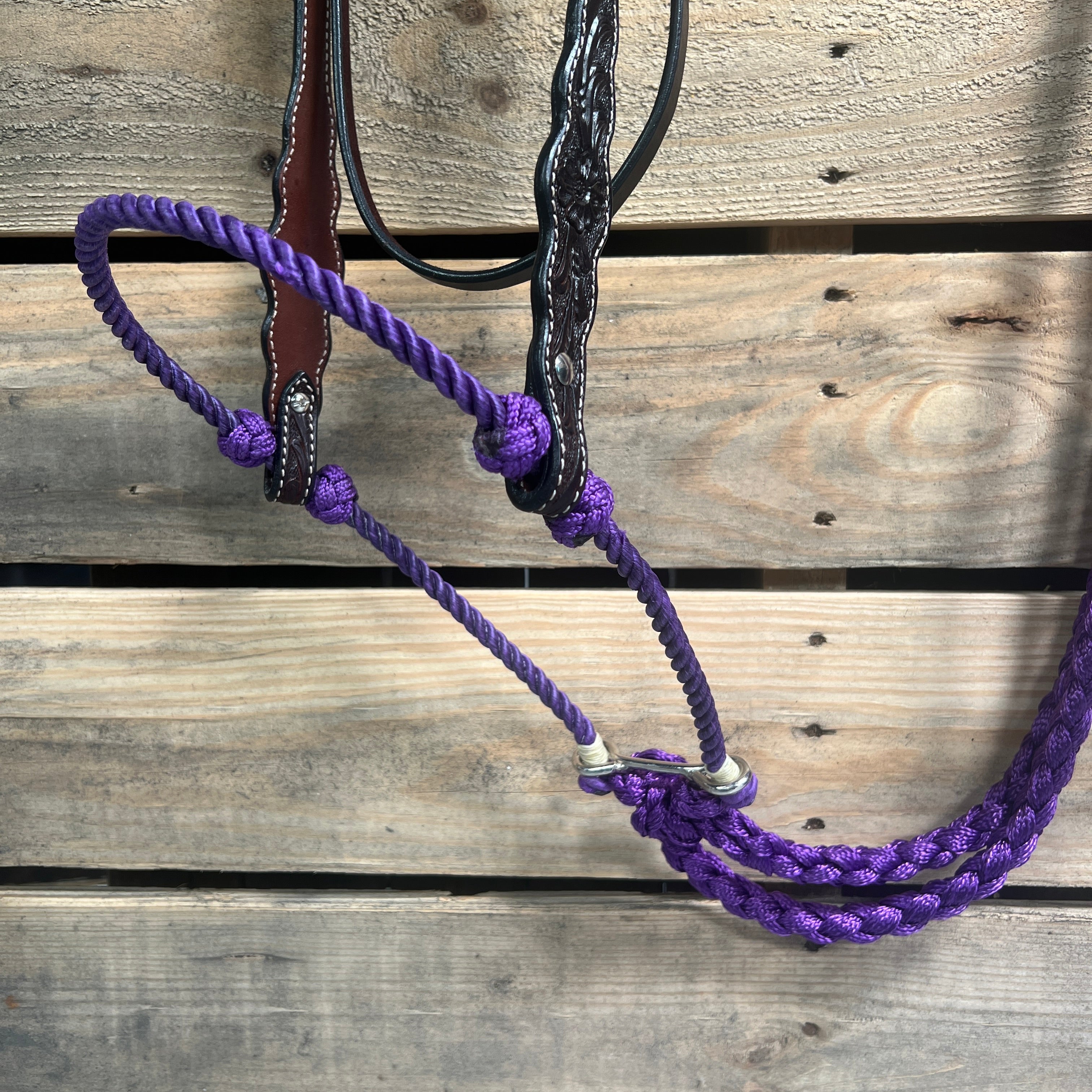 Dark Oil Floral Scalloped Purple Loping Hackamore Horse Training Bit - #LHK017 - Perfect for Western Riding, Dressage & Equestrian Competitions