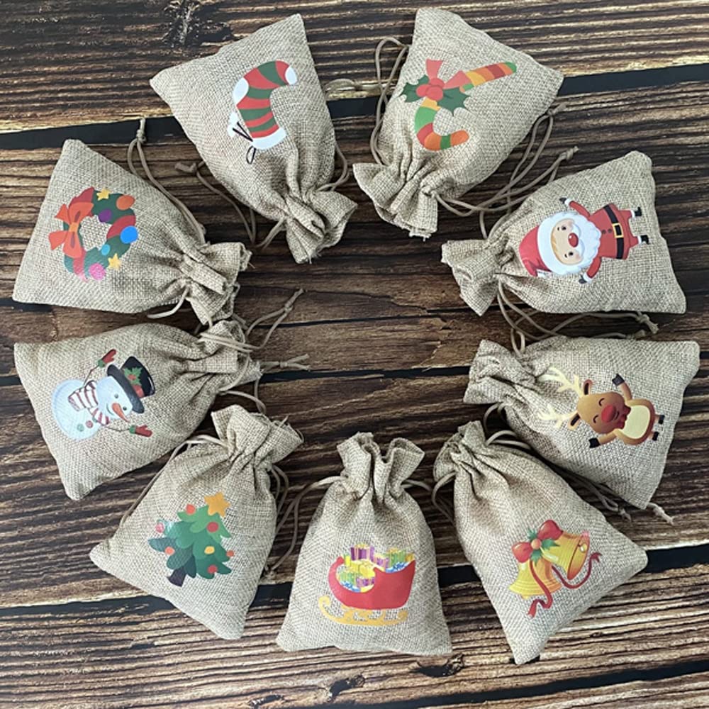 36 Pack Small Christmas Gift Bags with Drawstring - Tiny Burlap Candy Bags for Holiday Stocking Stuffers, Party Favors & New Year Treats - Perfect for Xmas Gifts, Candy, Cookies & Small Holiday Presents