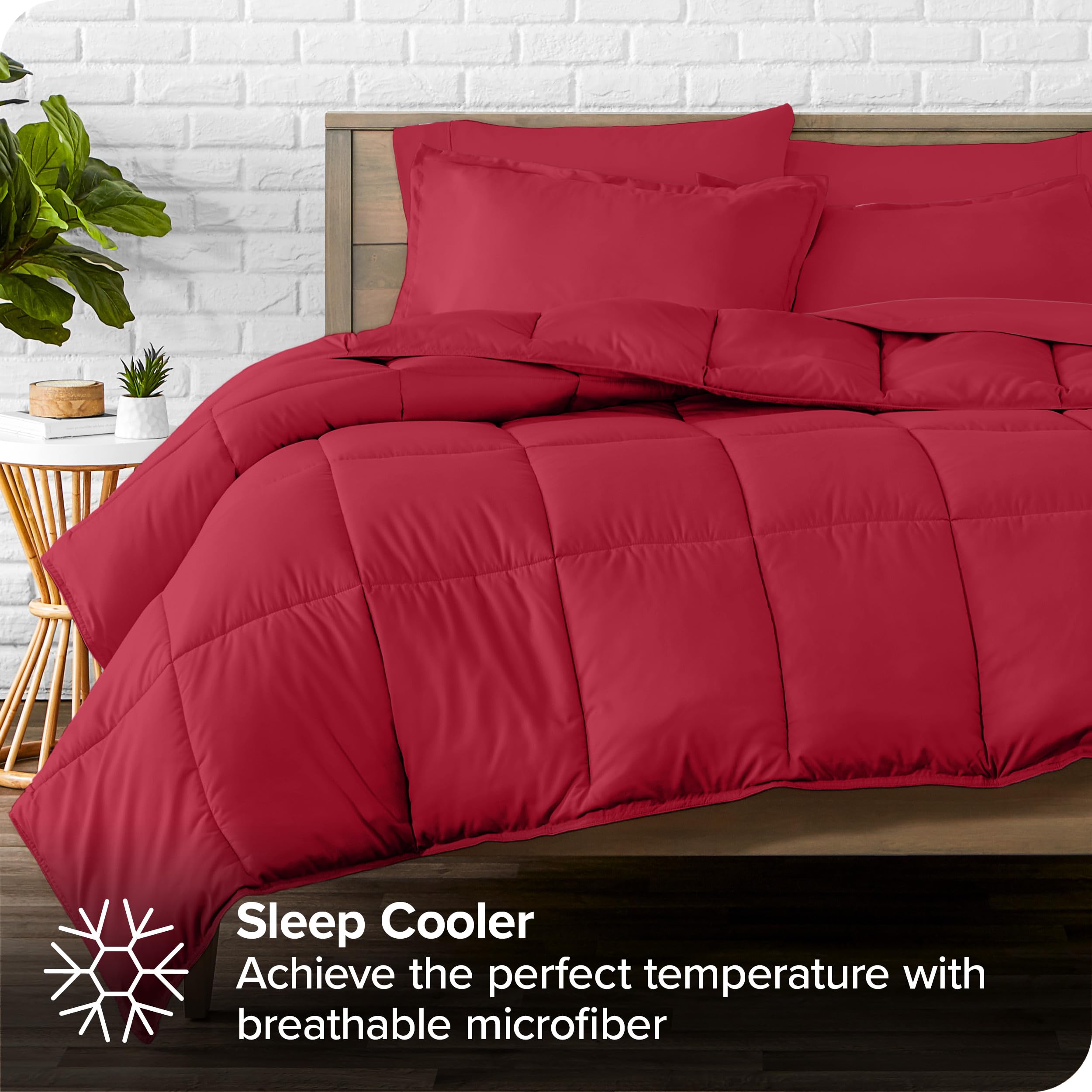 Bare Home 7-Piece Bed-in-A-Bag Comforter Set with Sheets - Full Size, Goose Down Alternative, Ultra-Soft 1800 Premium Bedding (Red) - Perfect for Guest Rooms, Dorms & Cozy Bedroom Makeovers