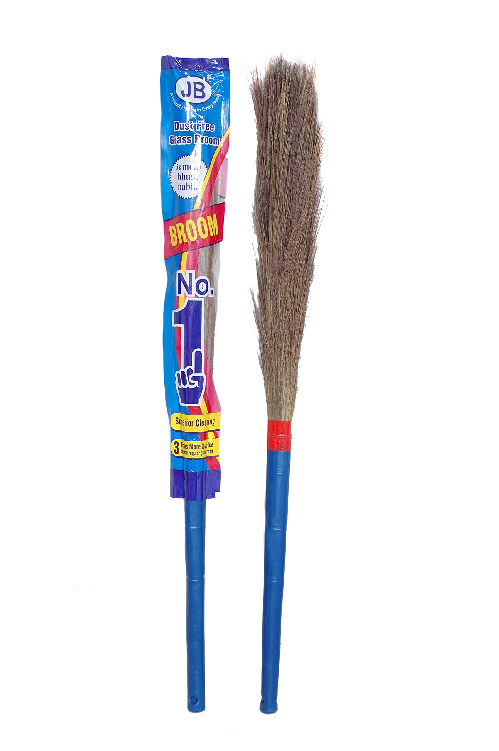 Premium Natural Soft Bristle Floor Broom - Dust-Free Cleaning with Long Handle for Home, Pantry & Office Use | Ideal for Hardwood, Tile & Laminate Floors (Assorted Colors)