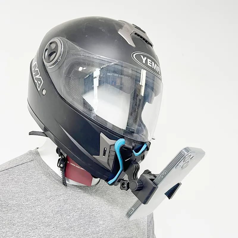 Multipurpose Helmet Chin Strap Mount with Phone Holder Clip & Screw - Compatible with GoPro Hero 9/8/7/6, SJCAM, Yi, DJI Osmo Action & Smartphones - Perfect for Cycling, Motorcycling & Action Sports Recording