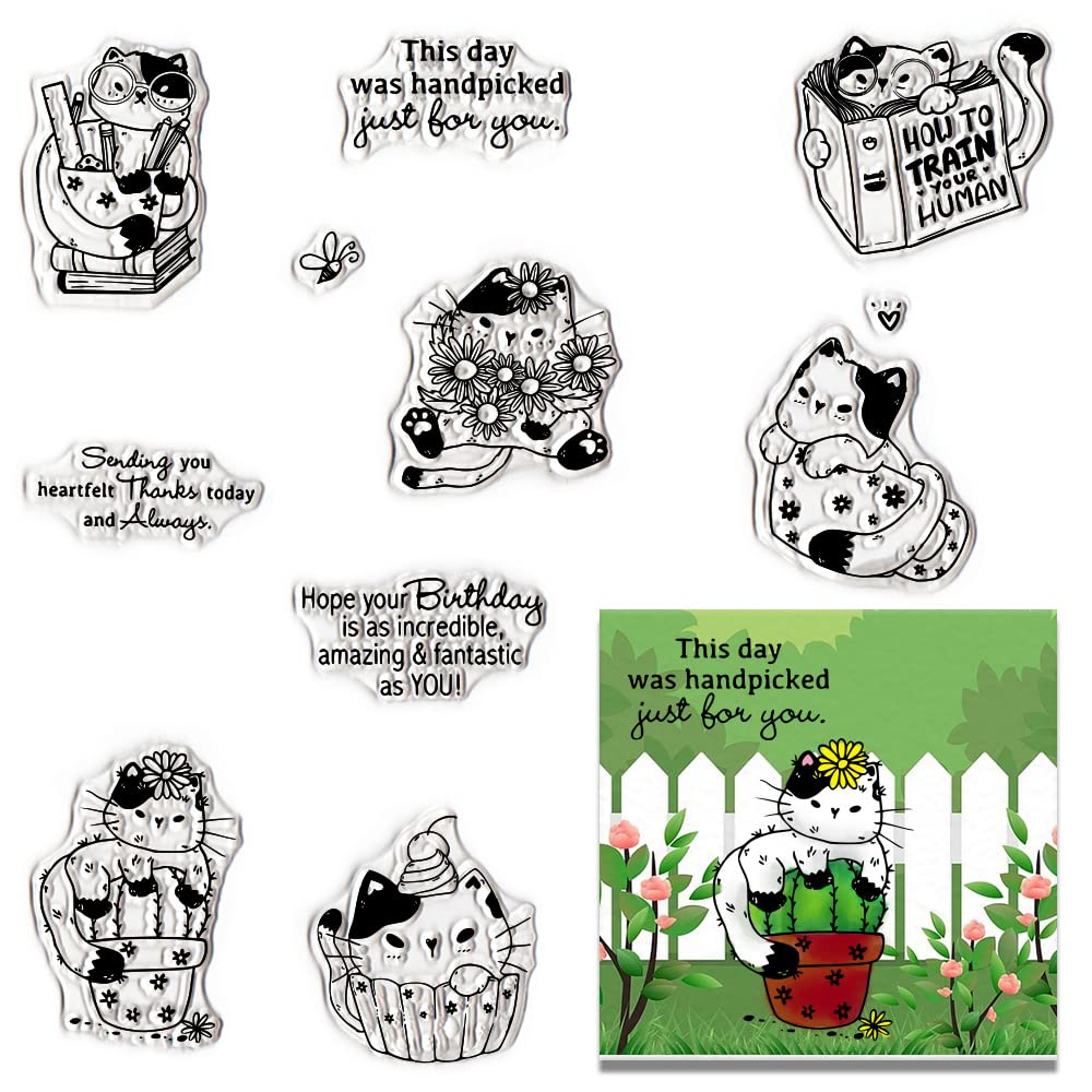 Clear Cat Words Rubber Stamps for Card Making & Scrapbooking - DIY Pet Greeting Stamps for Bullet Journals, Handmade Crafts & Notebook Decoration - Perfect for Pet Lovers' Card Designs & Memory Keeping