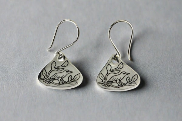 Floral Bird Earrings for Women - Sterling Silver Dangle Earrings - Perfect for Weddings, Parties & Everyday Wear